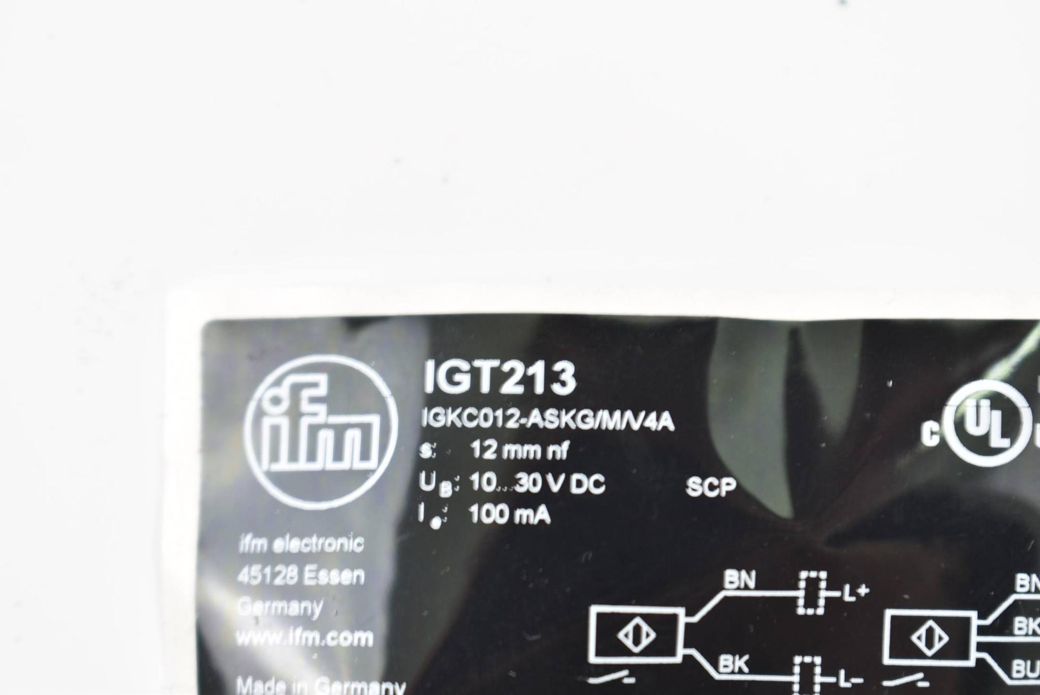 Produktfoto 2 von ifm electronic Induktiver Sensor IGT213 IGKC012-ASKG/M/V4A/10M/WH