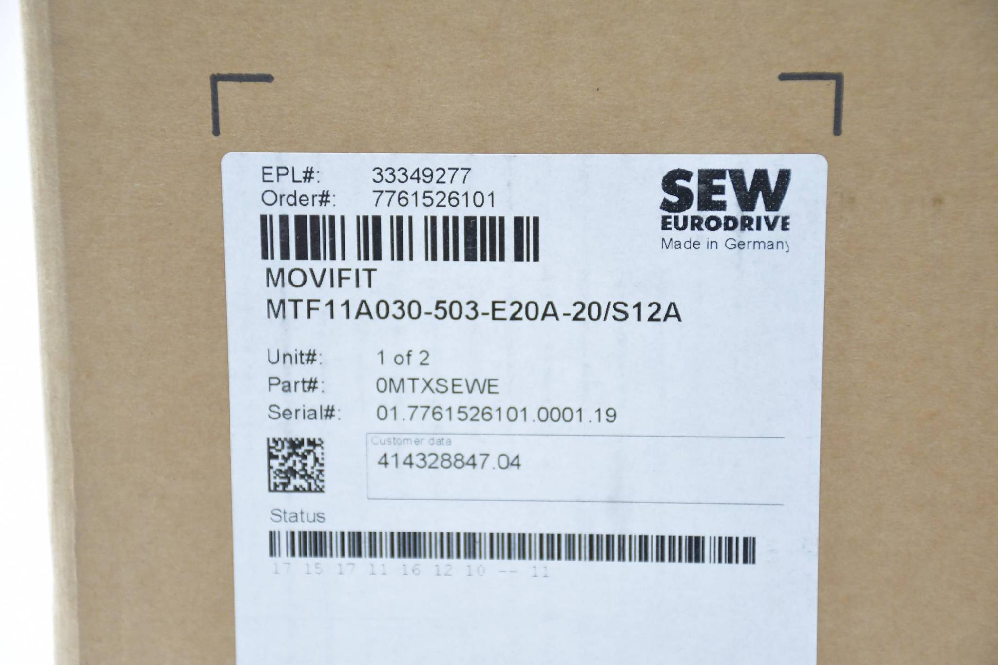 Produktfoto 3 von SEW Eurodrive Movifit MTF11A030-503-E20A-20/S12A + MTA11A-503-I653-D01-00/BW2