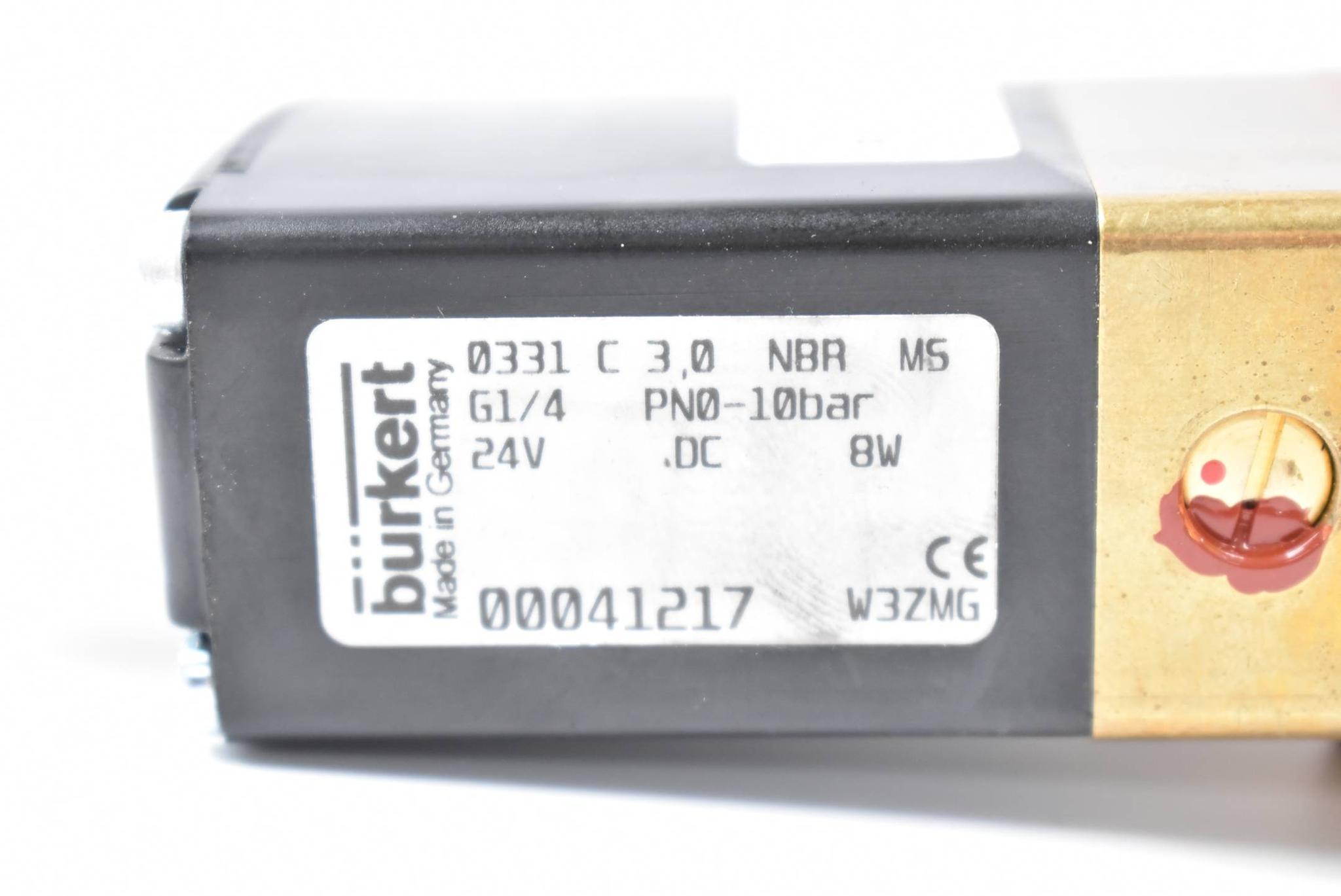 Produktfoto 2 von Bürkert Magnetventil 0331 C 3,0 NBR M5 G1/4 0-10bar 24V 00041217