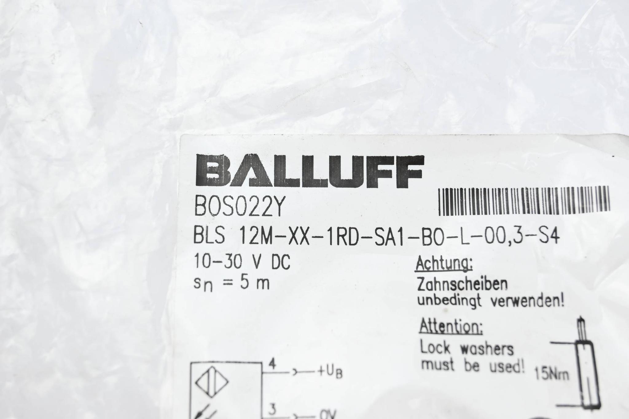 Produktfoto 2 von Balluff Induktiver Sensor B0S022Y ( BLS 12M-XX-1RD-SA1-B0-L-00,3-S4 )