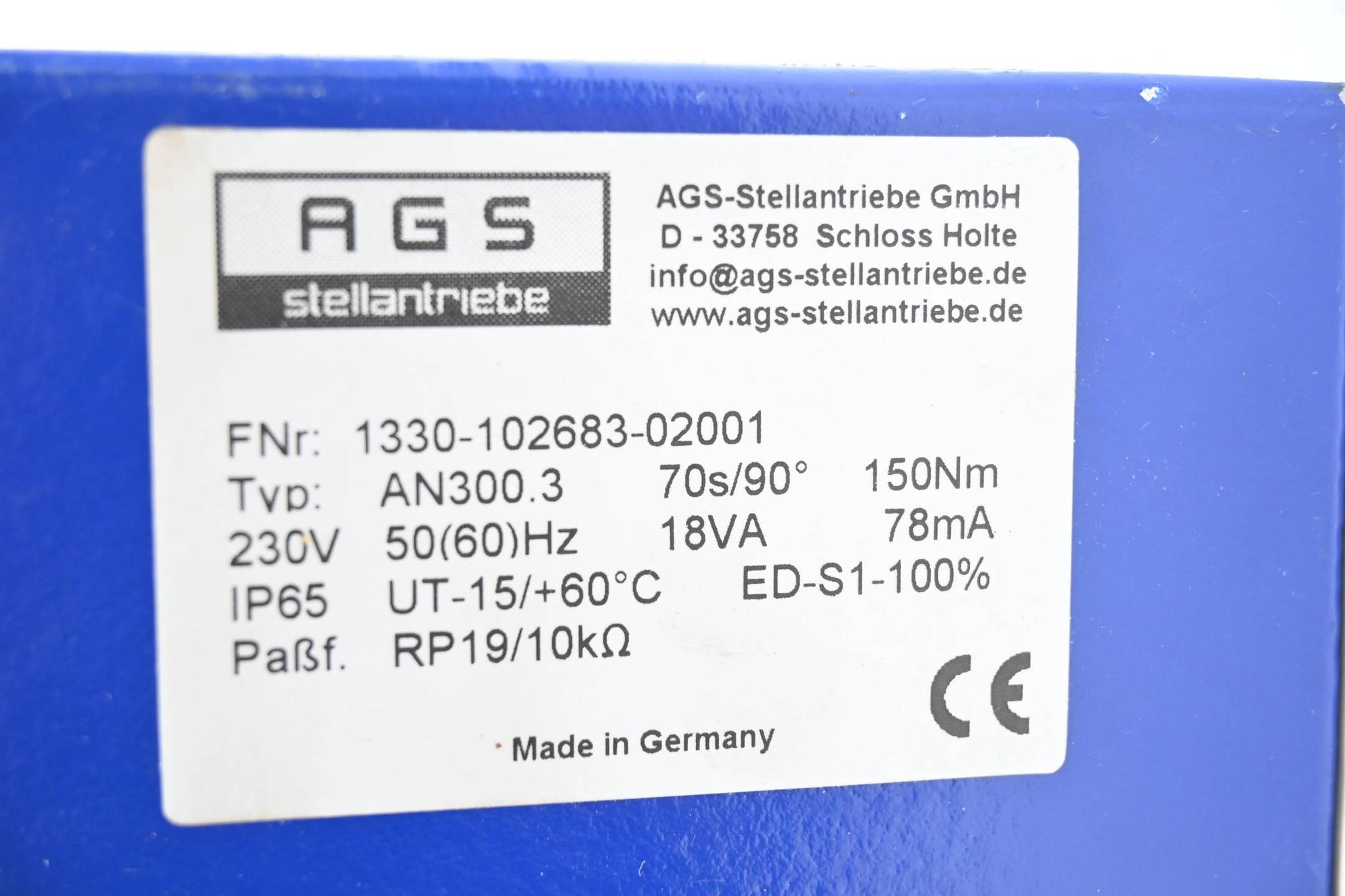 Produktfoto 2 von AGS Stellantrieb 70s/90° 150Nm ( 1330-102683-02001 ) AN300.3