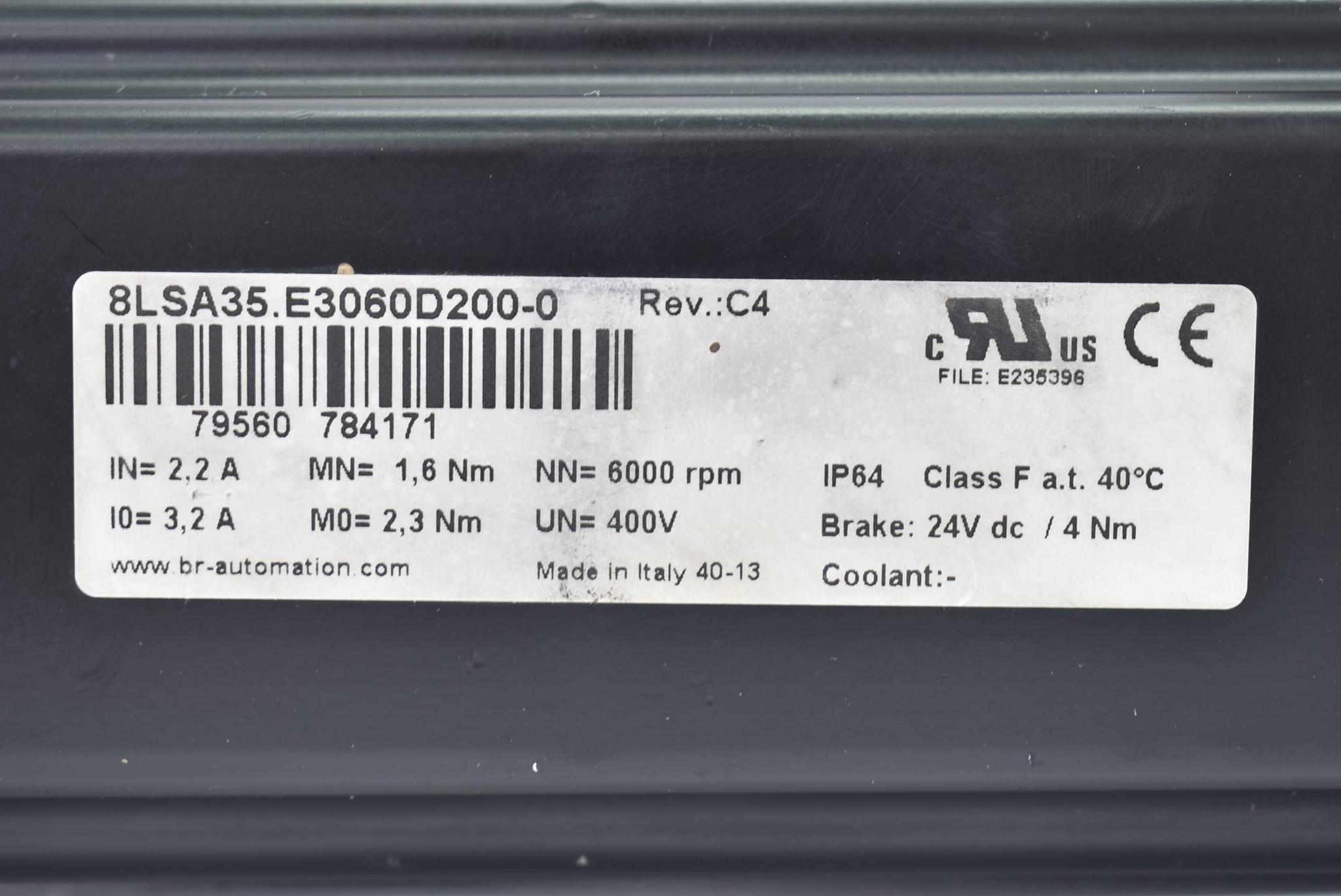 Produktfoto 3 von B&R automation Servomotor 6000rpm 400V 24VDC 8LSA35.E3060D200-0 Rev. C4