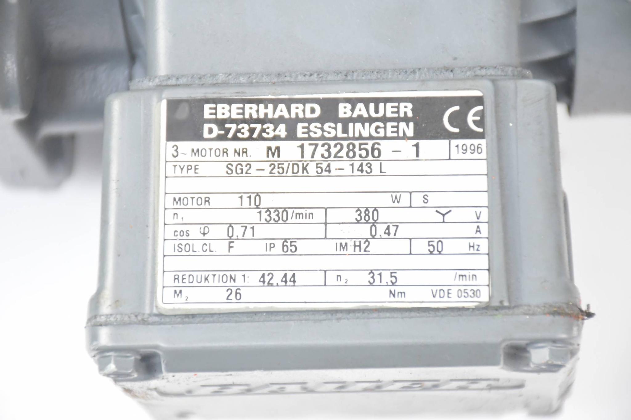 Produktfoto 2 von Eberhard Bauer Getriebemotor SG2-25/DK54-143L