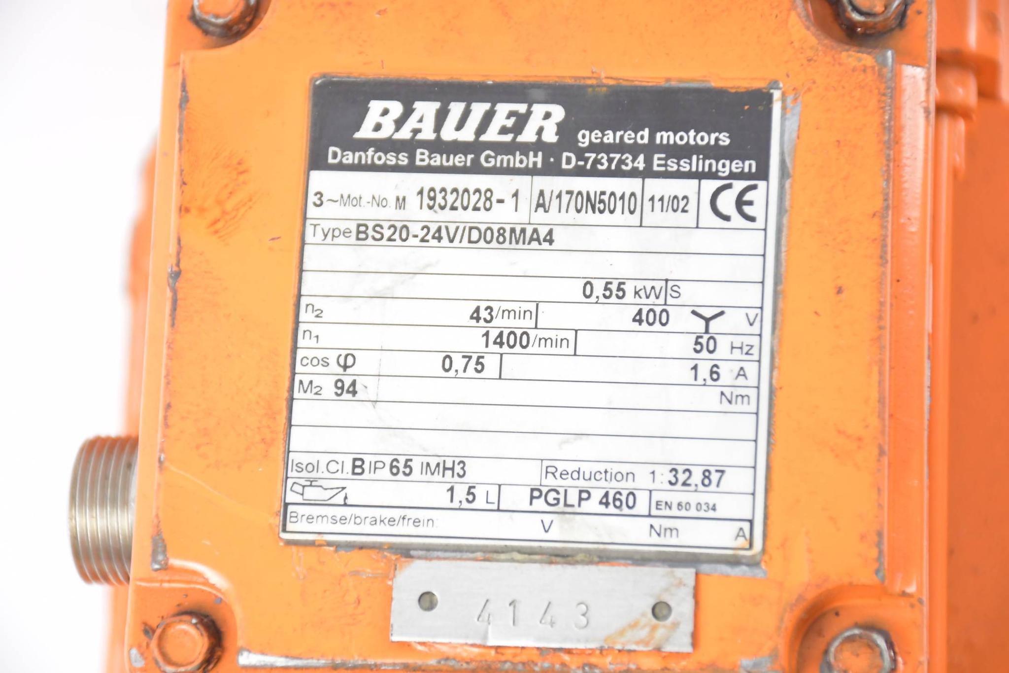 Produktfoto 2 von Danfoss Bauer Getriebemotor BS20-24V/D08MA4