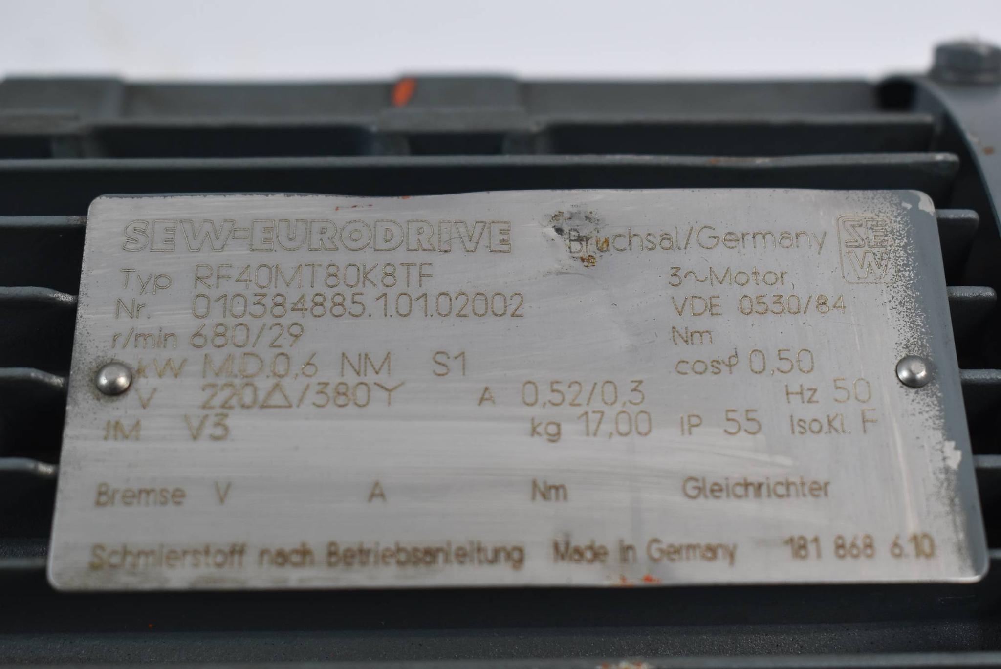 Produktfoto 3 von SEW Eurodrive 3 ~ Getriebemotor RF40MT80K8TF