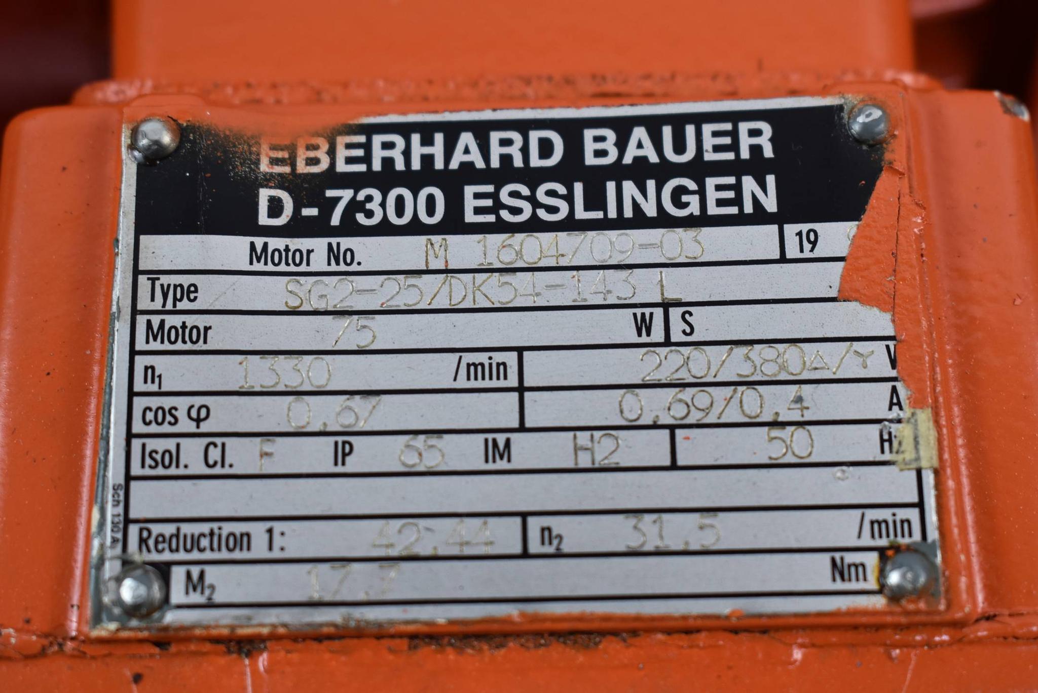 Produktfoto 4 von Bauer Getriebemotor SG2-25/DK54-143 inkl. Bremse GBR 25 WS-HL ( GBR25WS-HL )