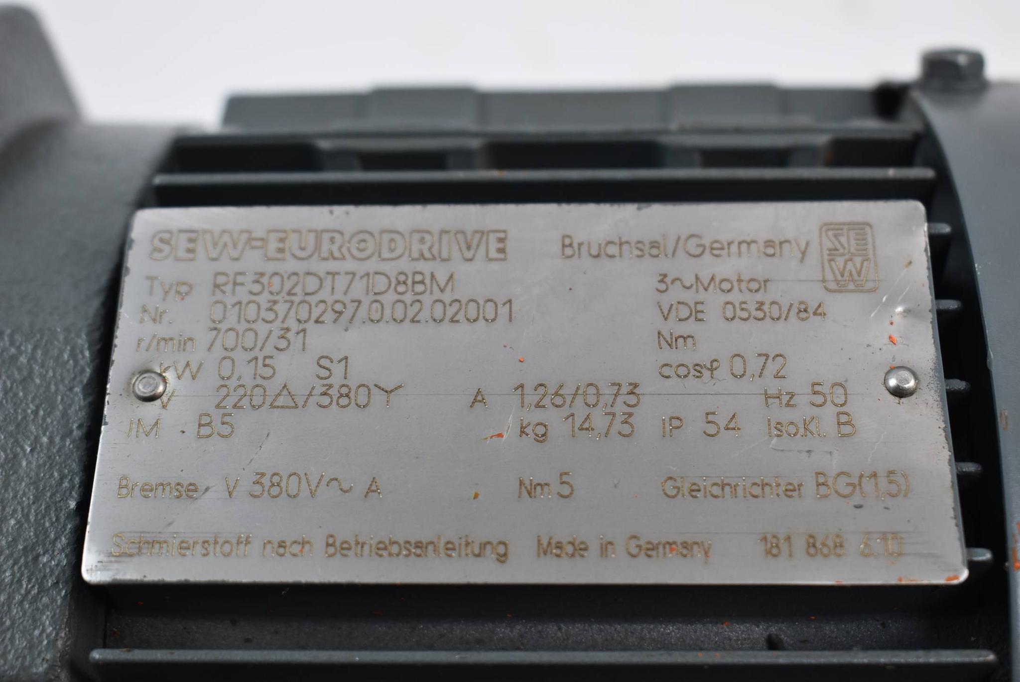 Produktfoto 3 von SEW Eurodrive 3 ~ Getriebemotor RF302DT71D8BM