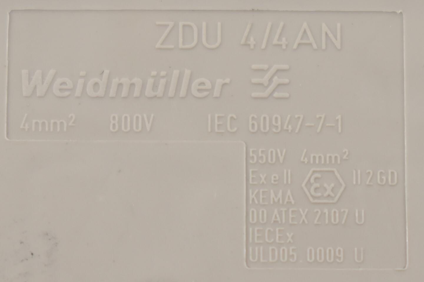 Produktfoto 3 von Weidmüller Reihenklemmen ZDU 4/4AN ( 7904290000 ) VE 100 Stück