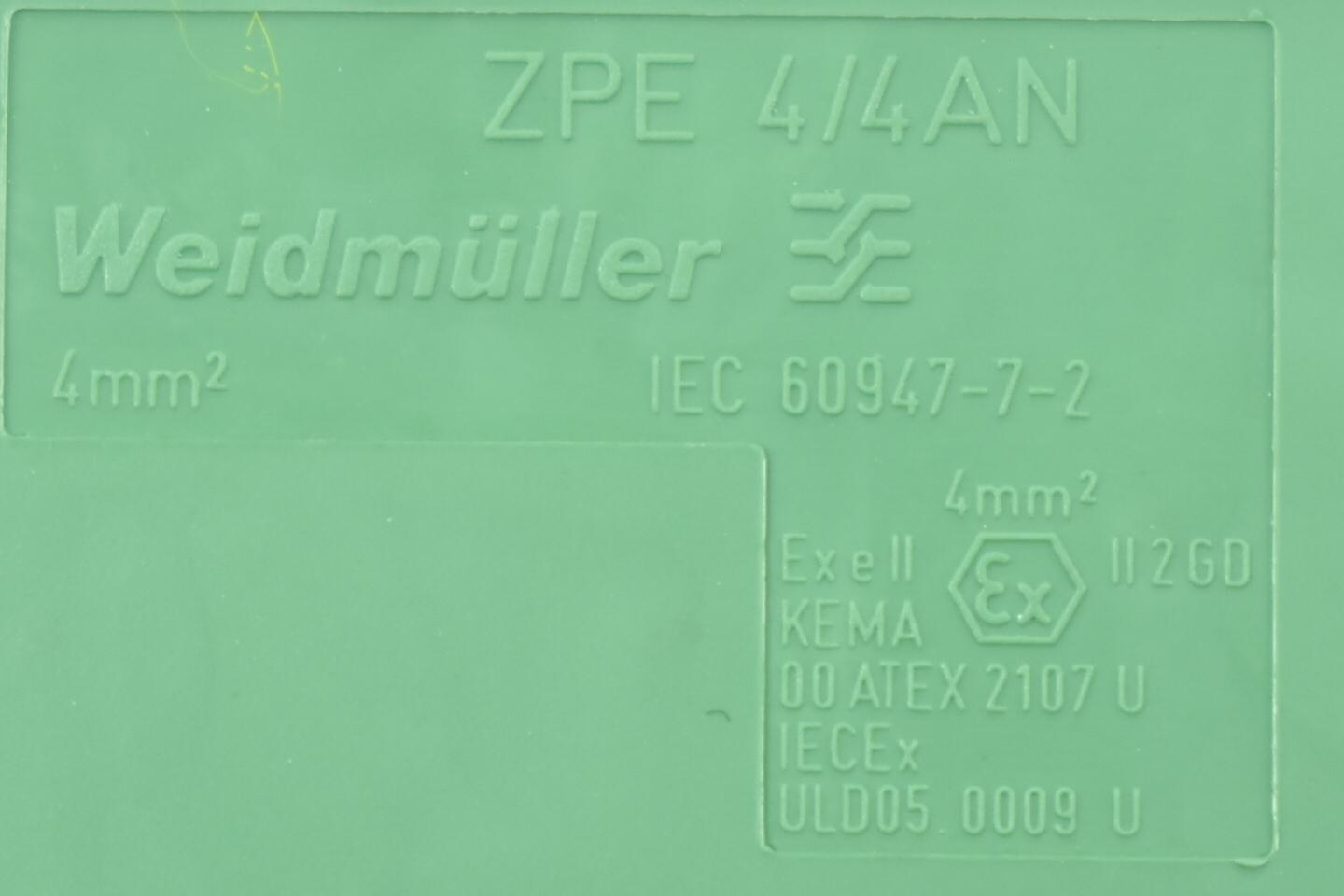 Produktfoto 3 von Weidmüller Schutzleiter-Reihenklemmen ZPE 4/4AN ( VE 20 Stück )