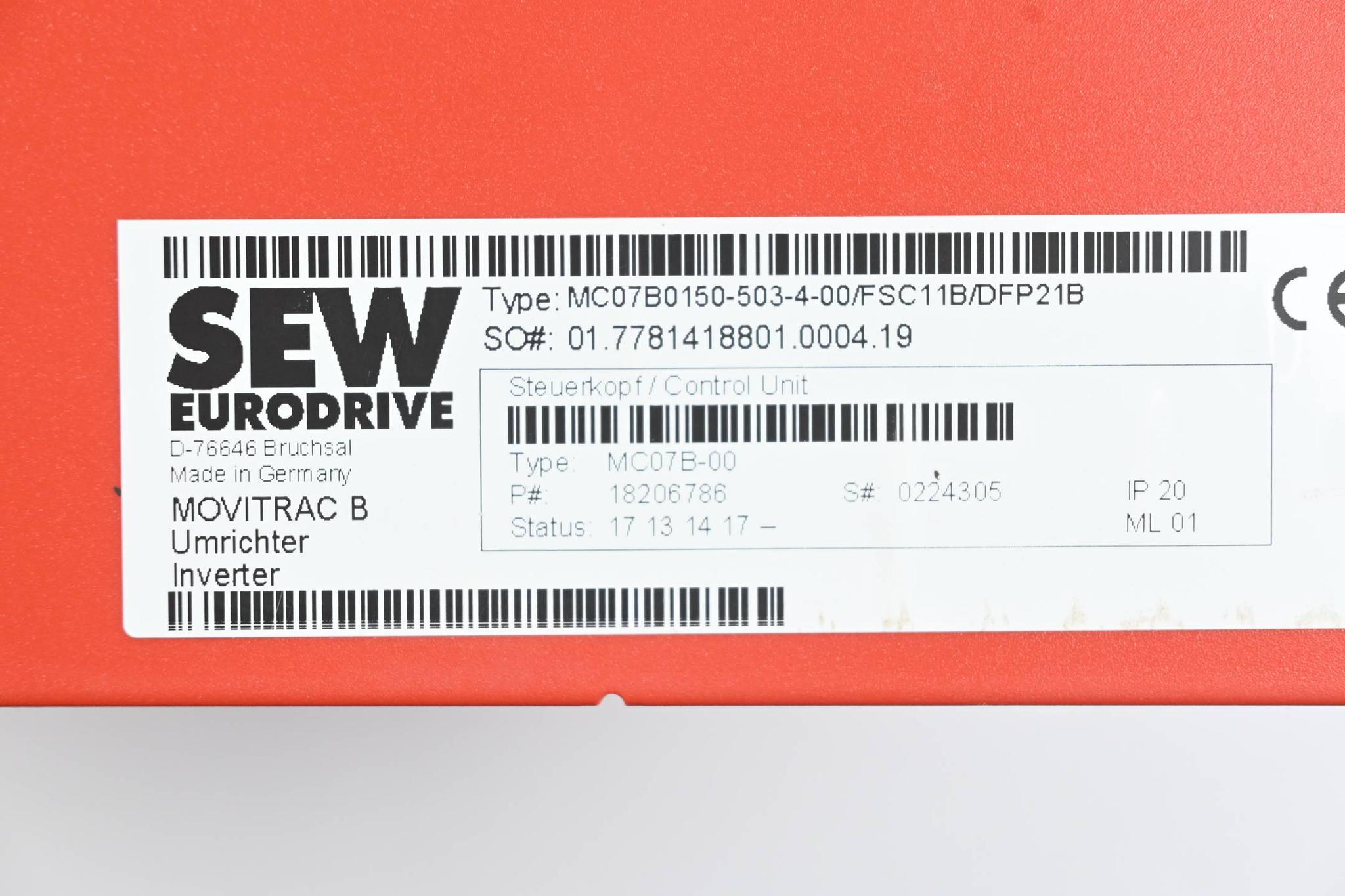 Produktfoto 3 von SEW Eurodrive Movitrac B Umrichter MC07B0150-503-4-00/FSC11B/DFP21B