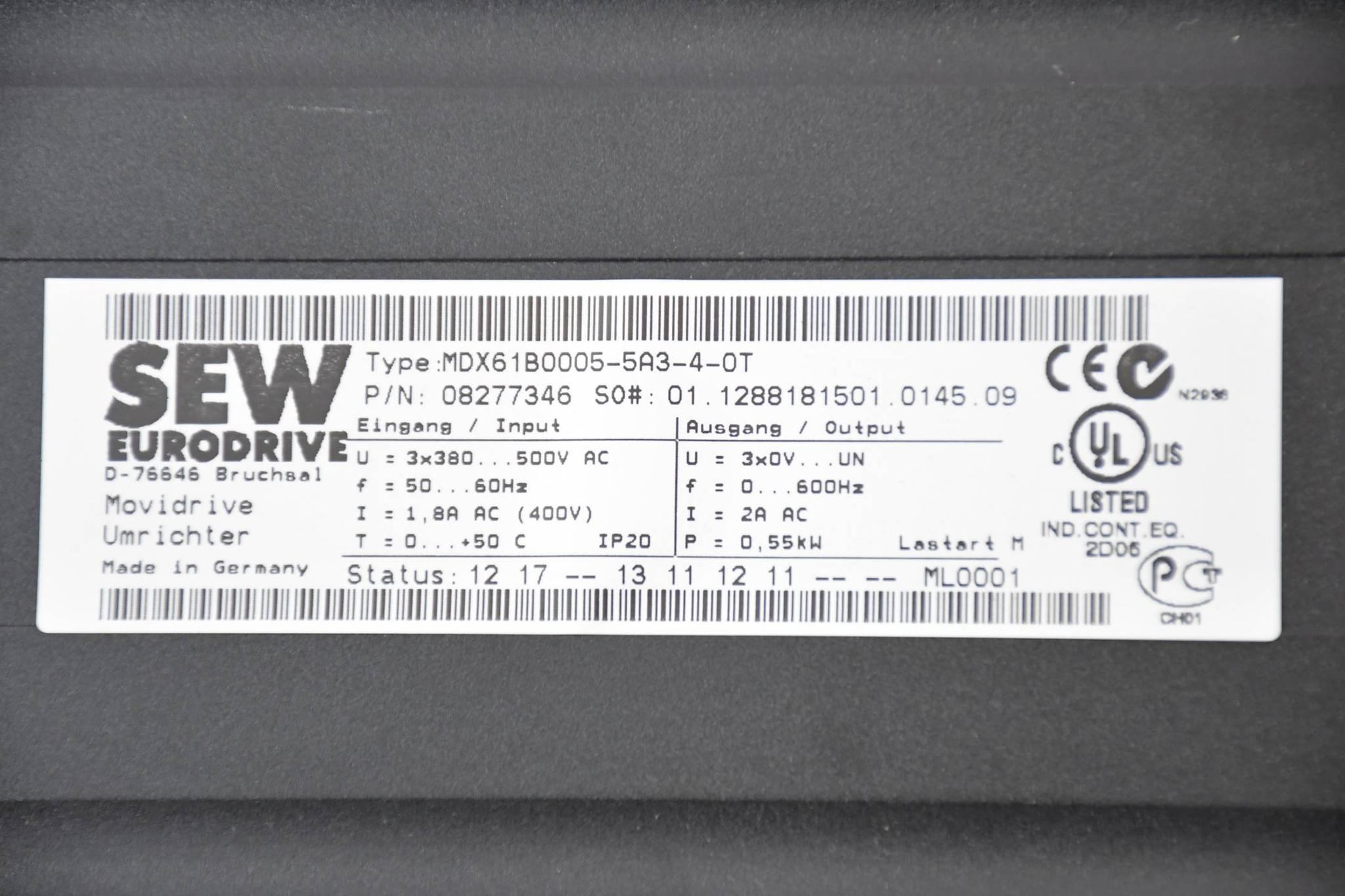 Produktfoto 3 von SEW Eurodrive Frequenzumrichter MDX61B0005-5A3-4-0T ( 08277346 )