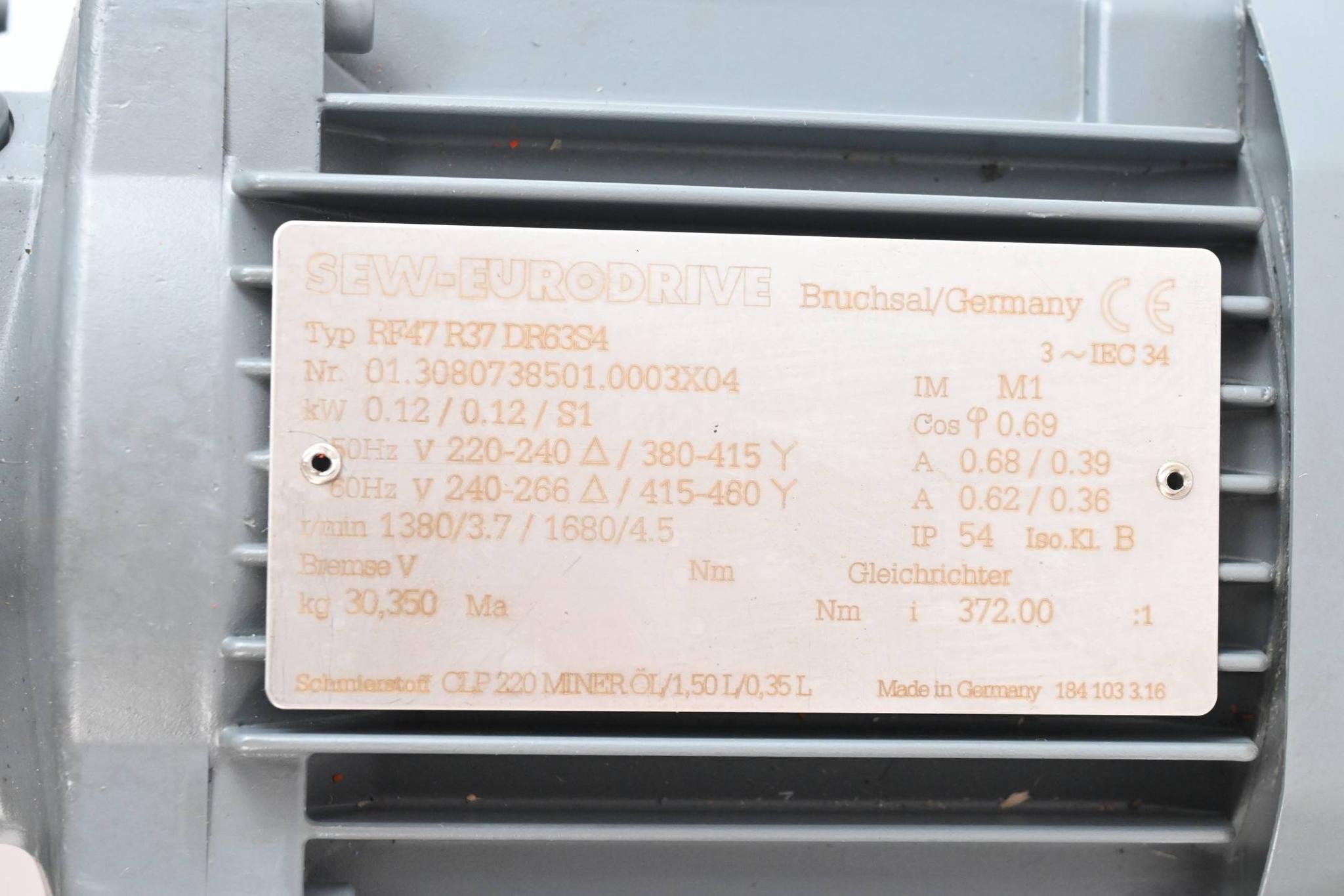 SEW-Eurodrive 3~ Getriebemotor RF47 RF37 DR63SF ( RF47RF37DR63SF ) 0,12 kW