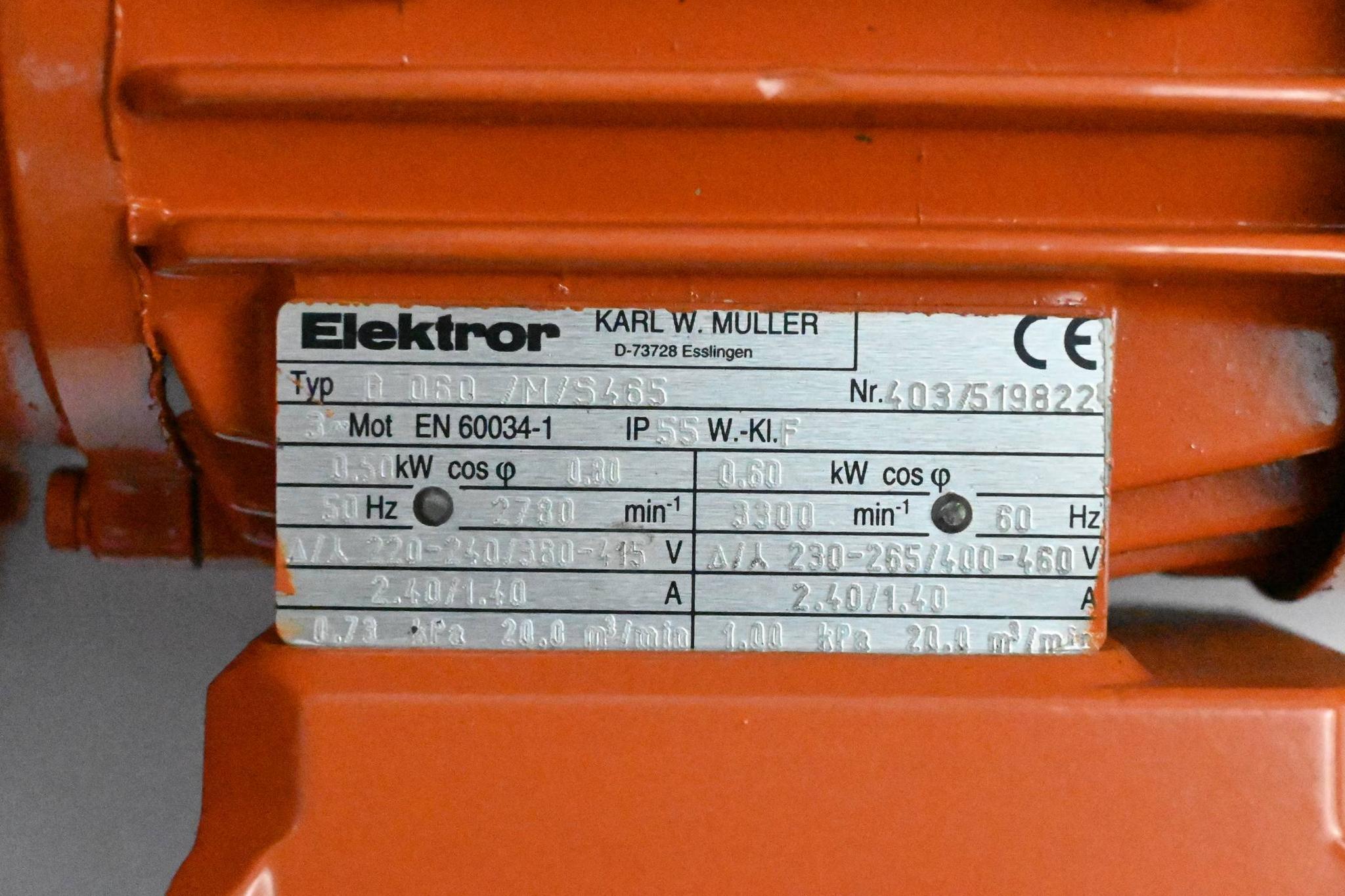 Produktfoto 2 von Elektror 3~ Motor D 060 /M/S465 ( D060/M/S465 ) inkl. Gebläse 0,50 kW