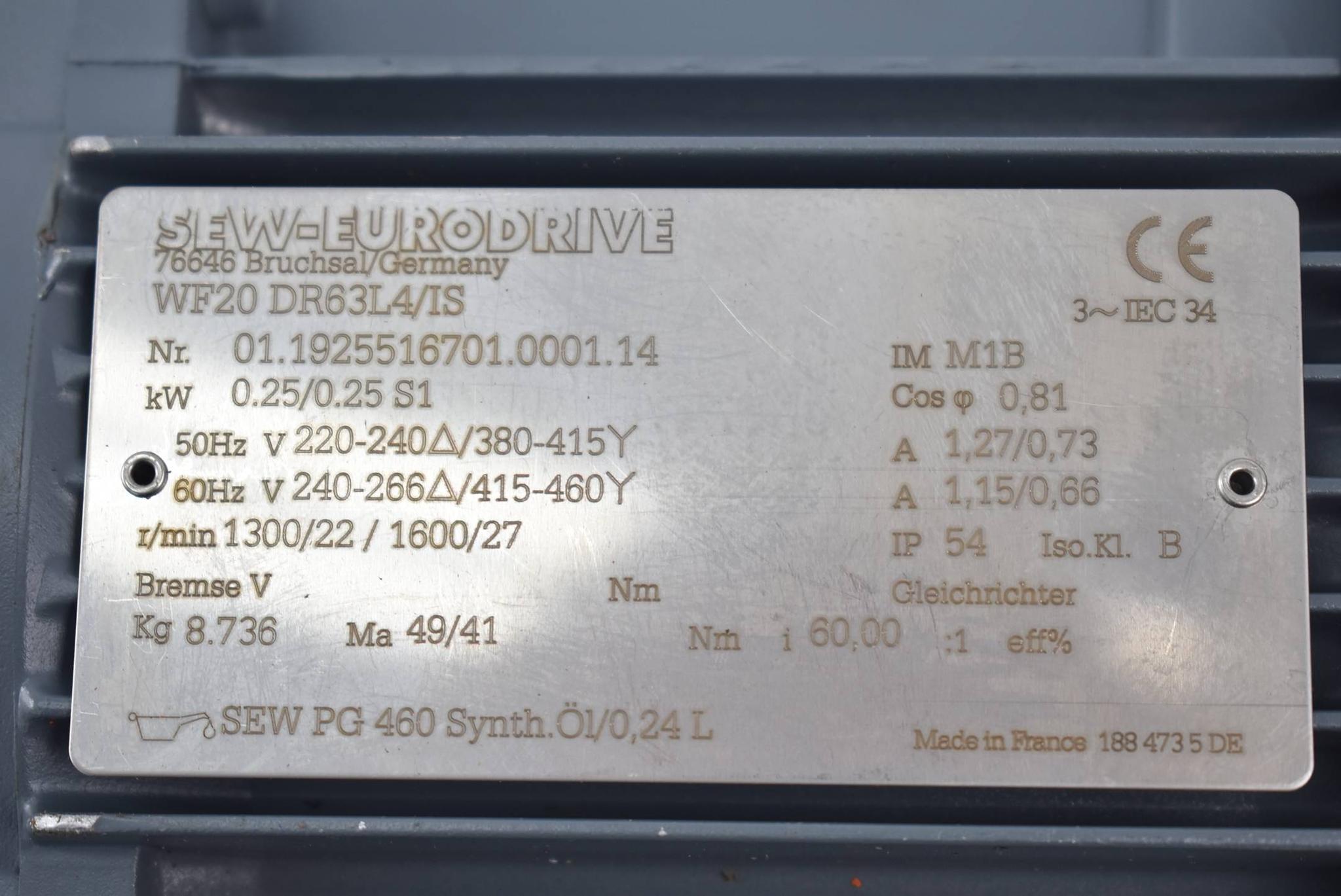 Produktfoto 2 von SEW Eurodrive Getriebemotor WF20 DR63L4/IS ( WF20DR63L4/IS ) 0,25kW