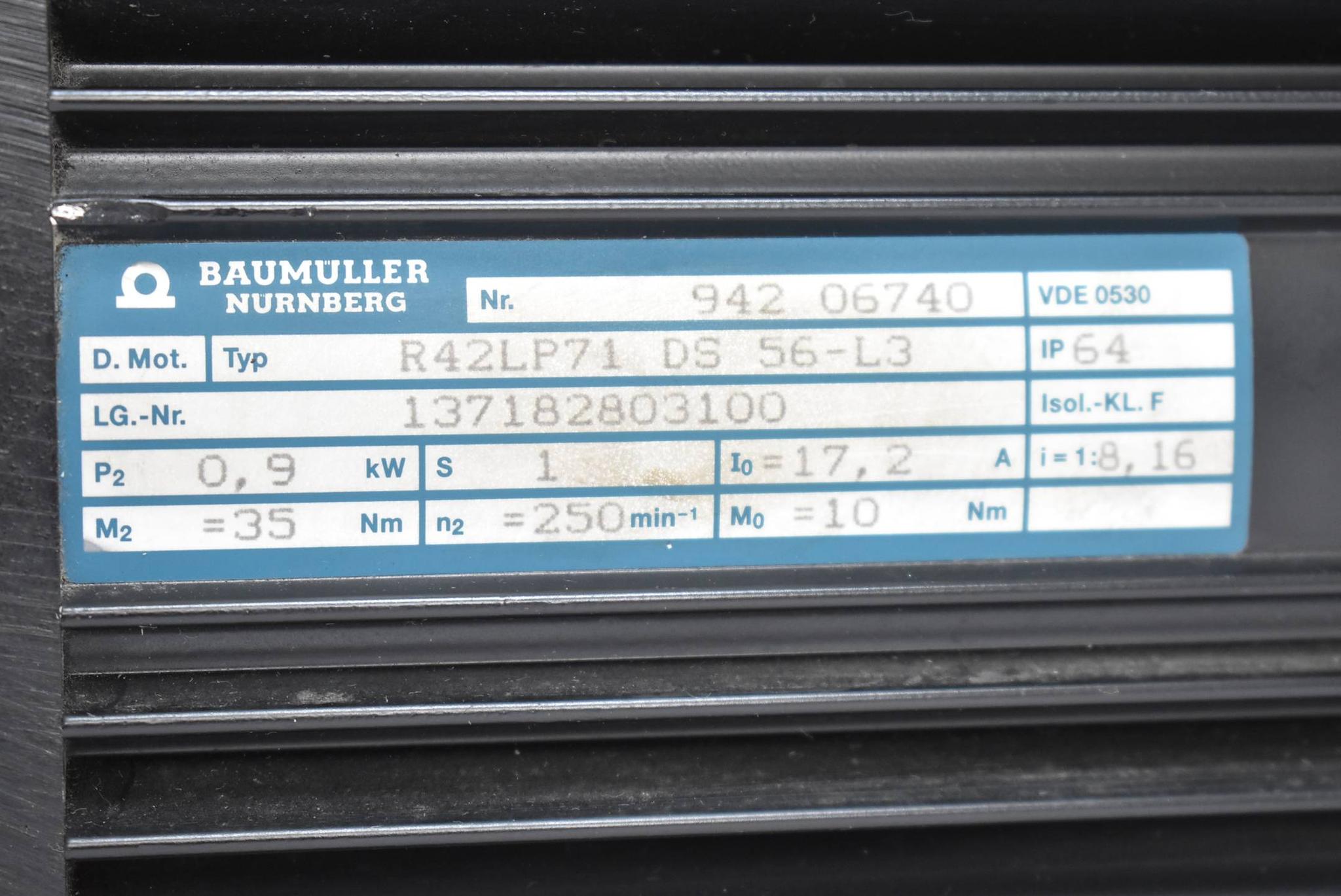 Produktfoto 2 von SEW / Baumüller Nürnberg  Servogetriebemotor  R42 LP71 ( R42LP71 DS 56-L3 )