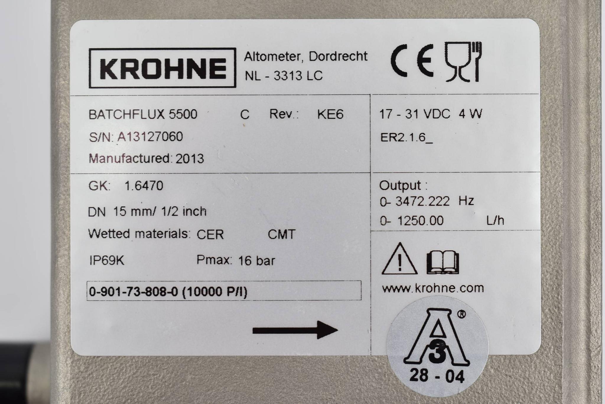 Produktfoto 2 von Krohne Flow Meter Batchflux 5500 14-31 VDC 4 W 0-901-73-808-0 Rev. KE6