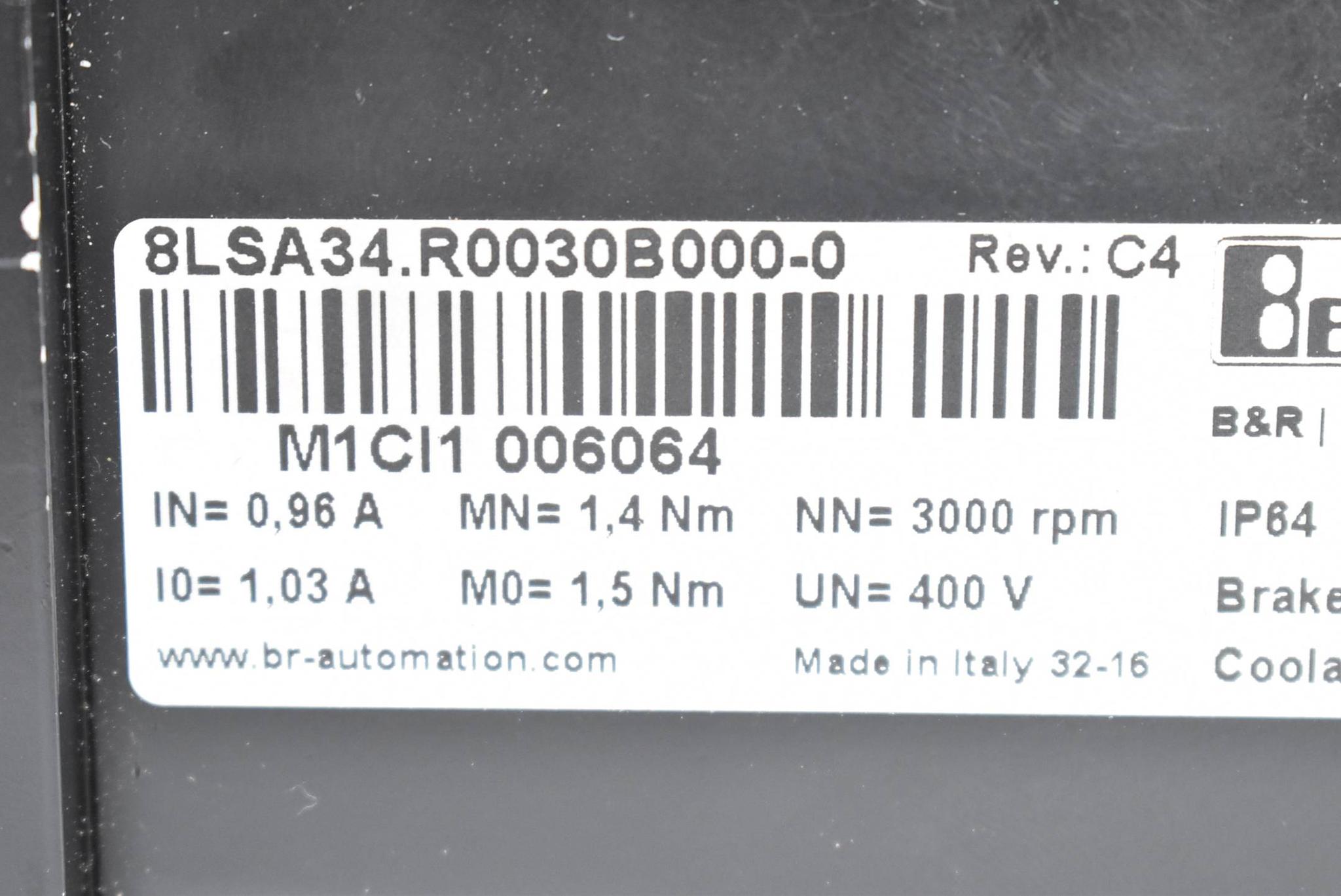 Produktfoto 2 von B&R Servomotor 8LSA34.R0030B000-0 Rev.C4