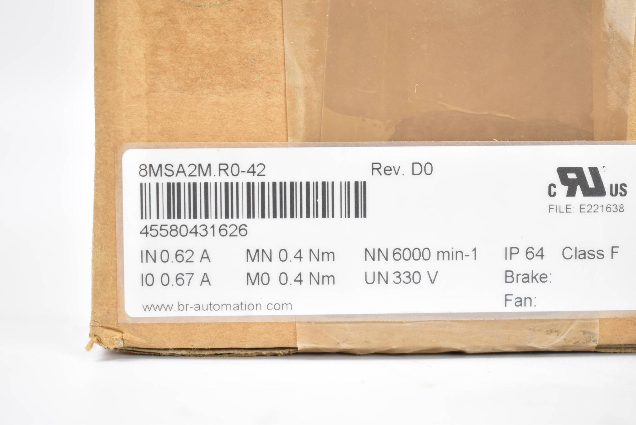 B&R Servomotor 8MSA2M.R0-42 Rev.D0