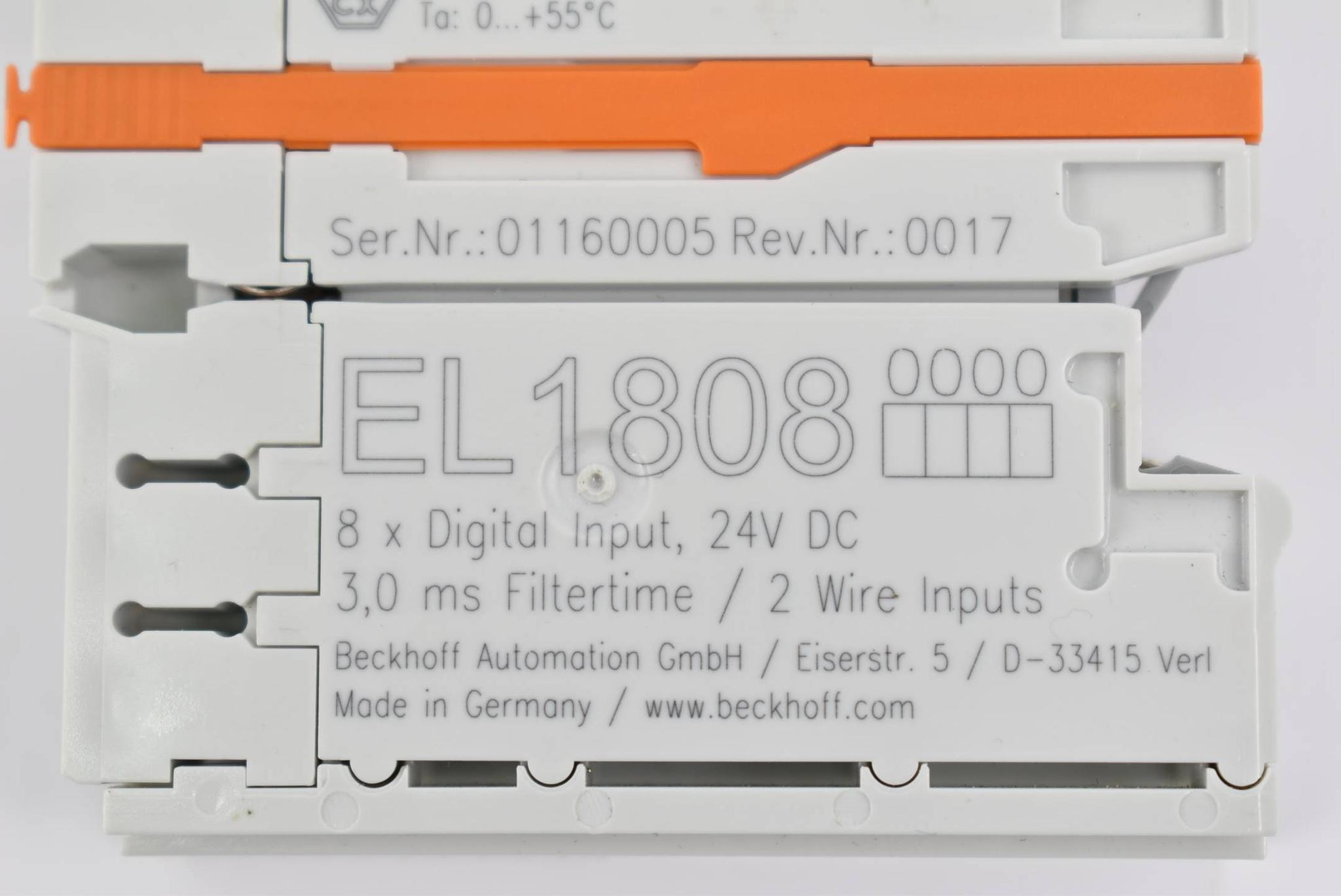 Produktfoto 2 von Beckhoff EtherCAT-Klemme 8-Kanal-Digital-Eingang 24 VDC 3 ms EL1808 ( EL 1808 )