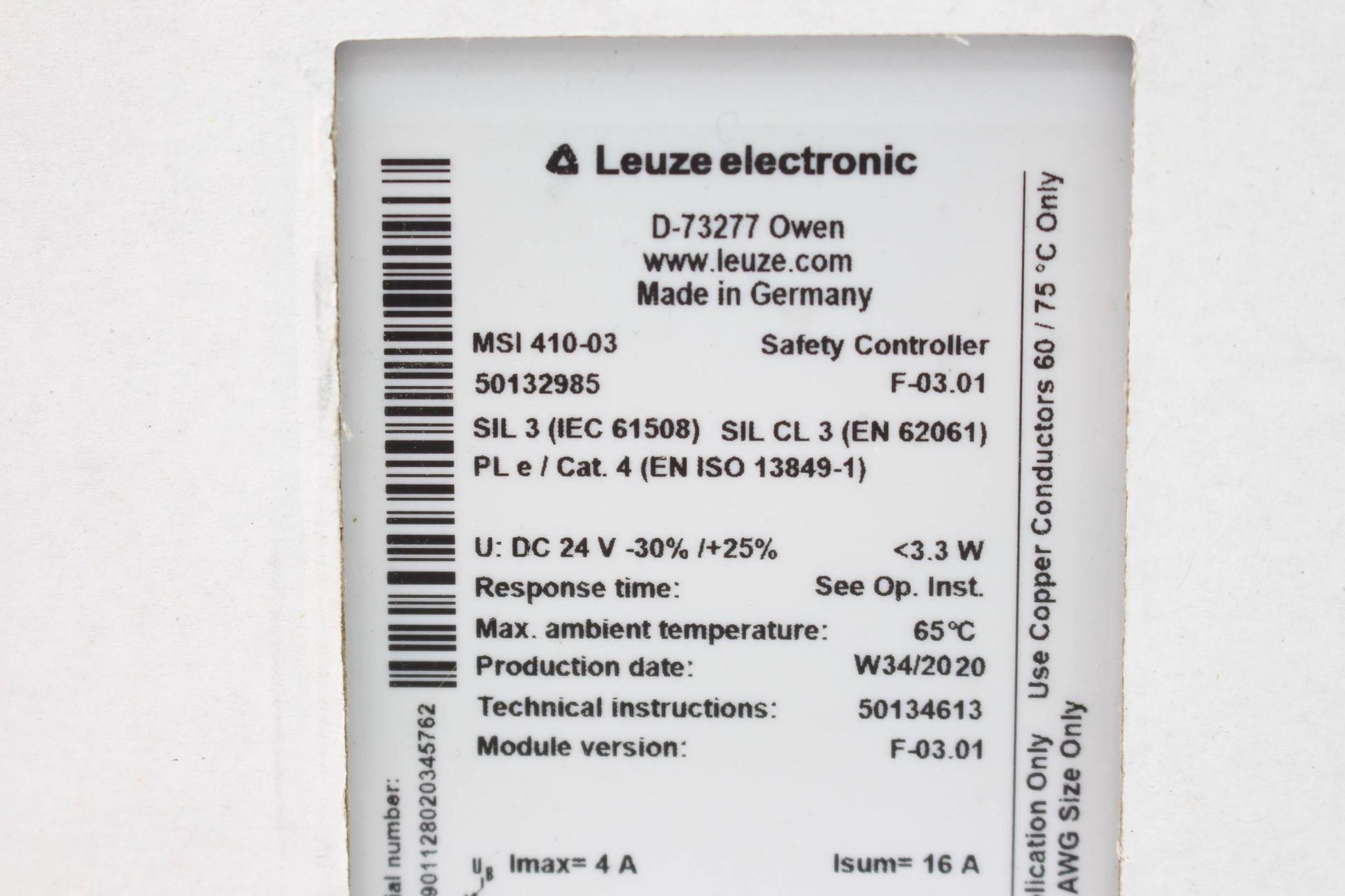 Produktfoto 1 von Leuze MSI410-03 Sicherheitssteuerung 50132985