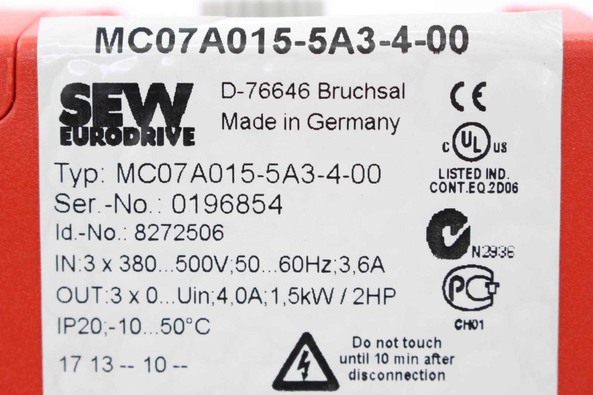 Produktfoto 2 von SEW Movitrac Frequenzumrichter 1,5 kW MC07A015-5A3-4-00 ( 8272506 )