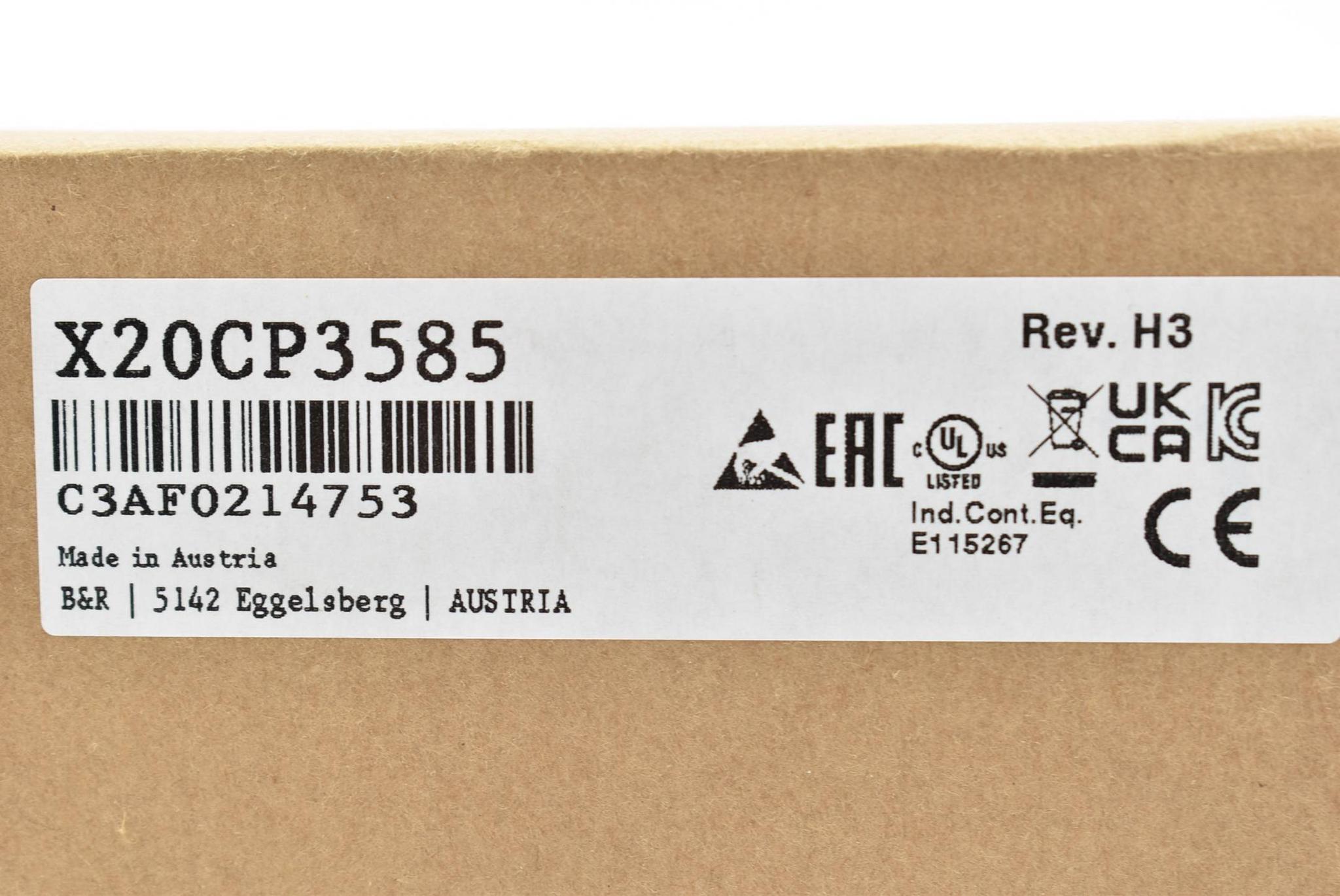 B&R automation E-T Zentraleinheit X20 CP 3585 ( X20CP3585 ) Rev. H3