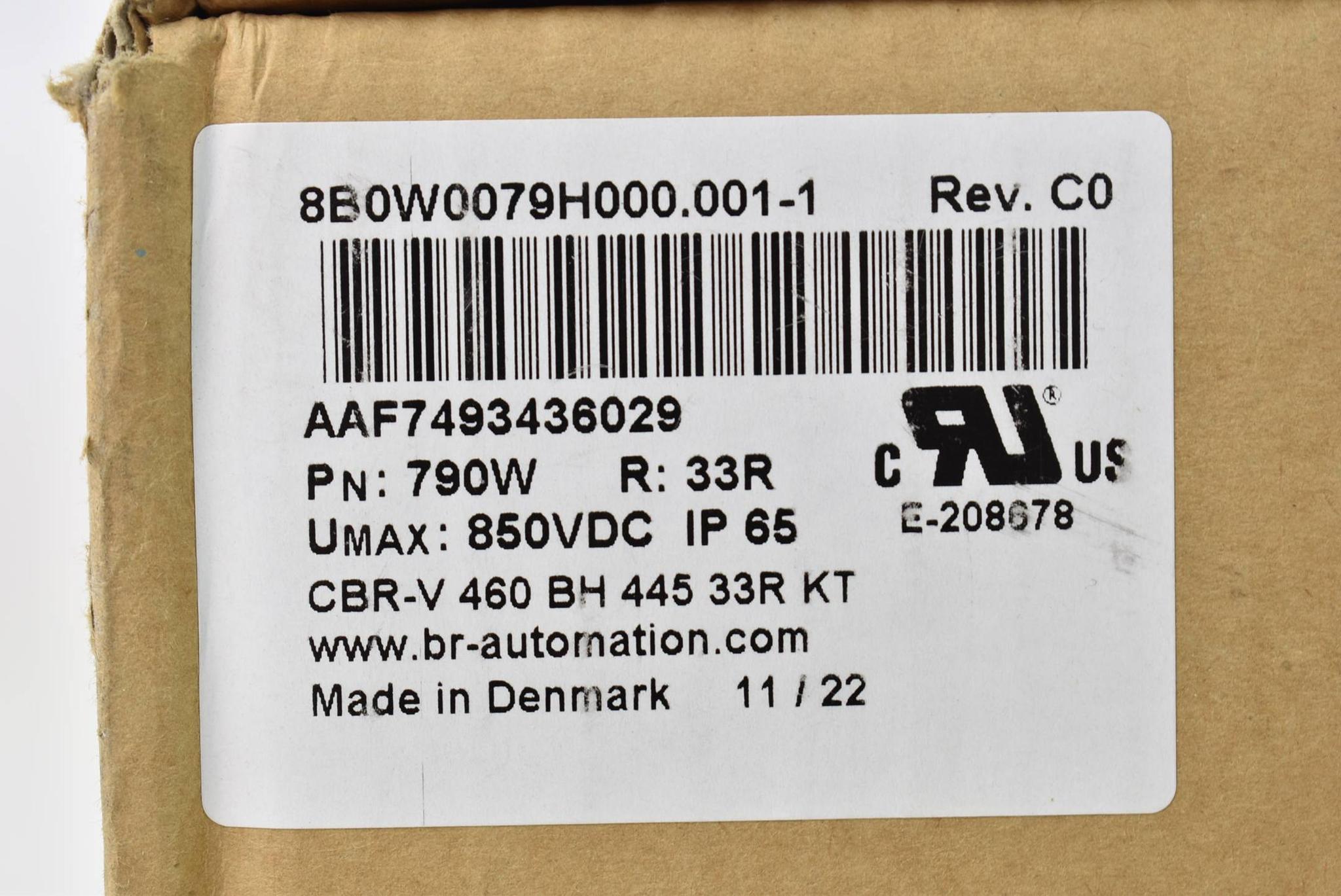 B&R automation Bremswiderstand 790W 850VDC 8B0W0079H000.001-1 Rev. C0