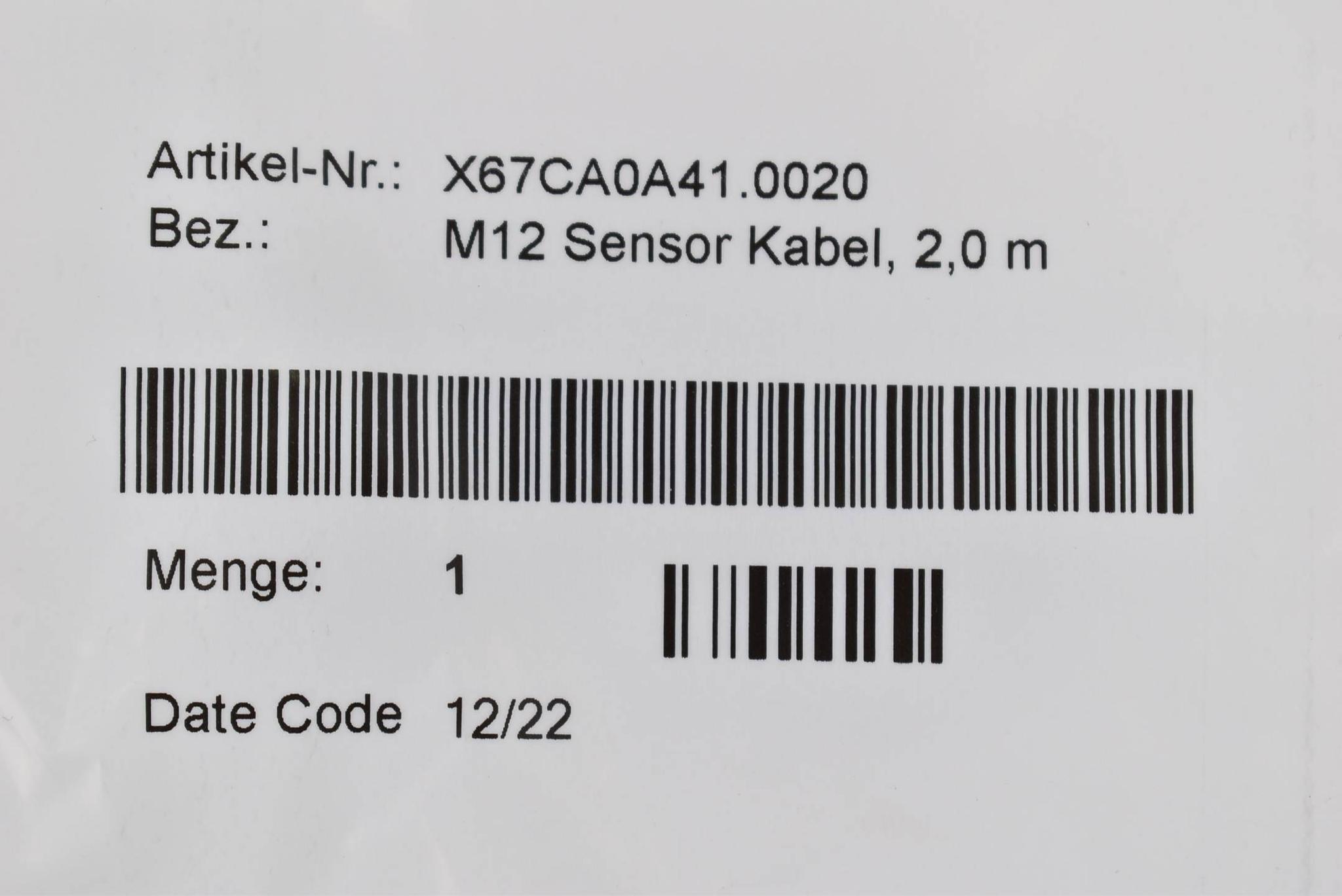 B&R automation M12 Sensor Kabel 2m X67CA0A41.0020