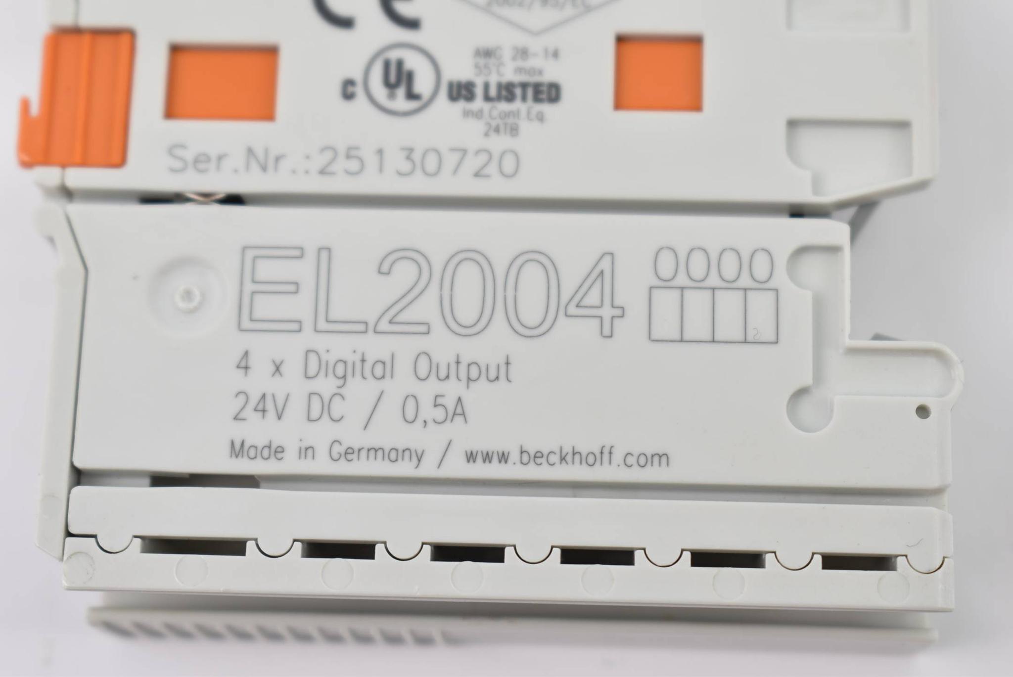 Produktfoto 2 von Beckhoff EtherCAT-Klemme 4-Kanal-Digital-Ausgang 24VDC 0,5A EL2004 ( EL 2004 )