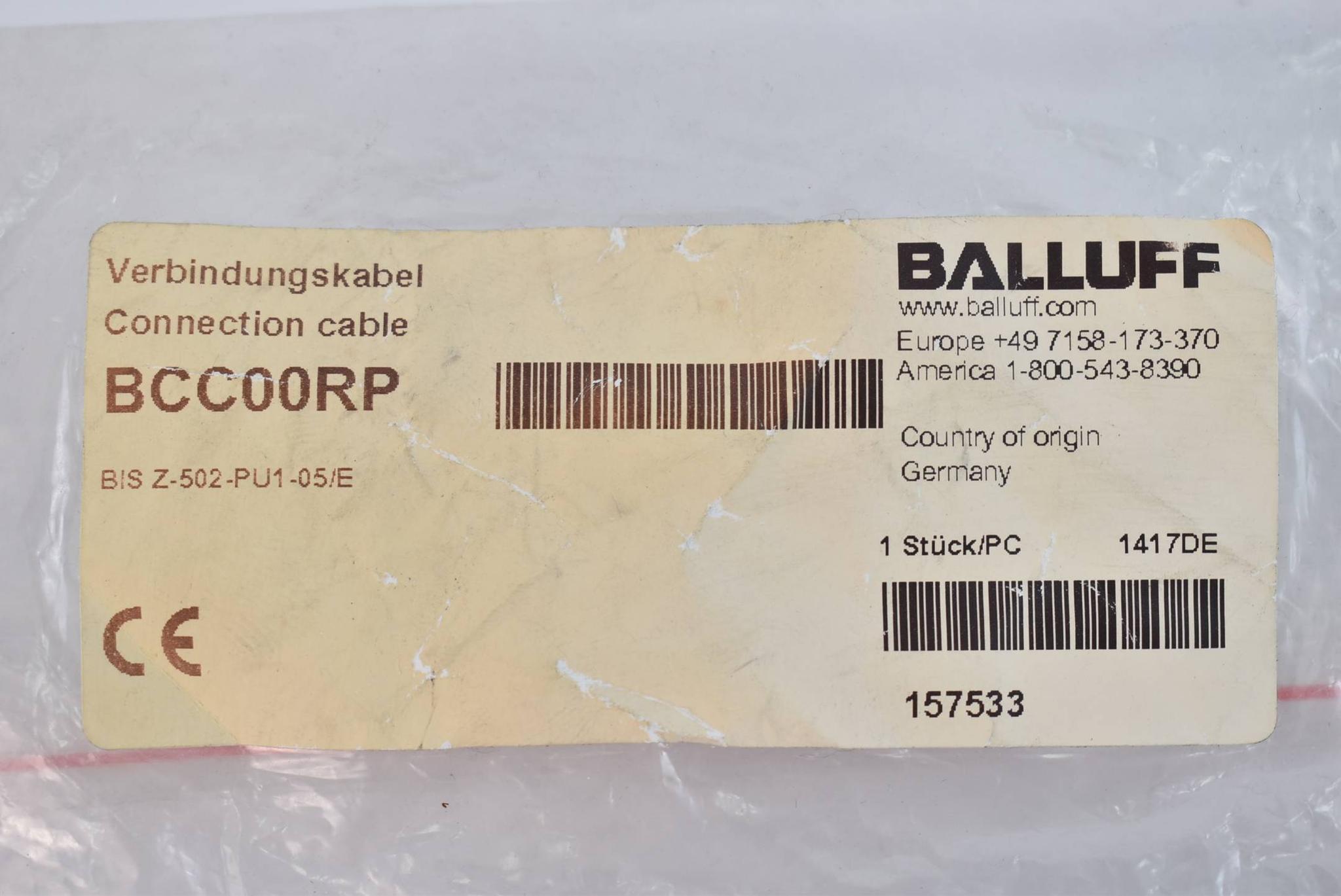 Produktfoto 1 von Balluff Verbindungskabel BIS Z-502-PU1-05/E BCC00RP ( 157533 )