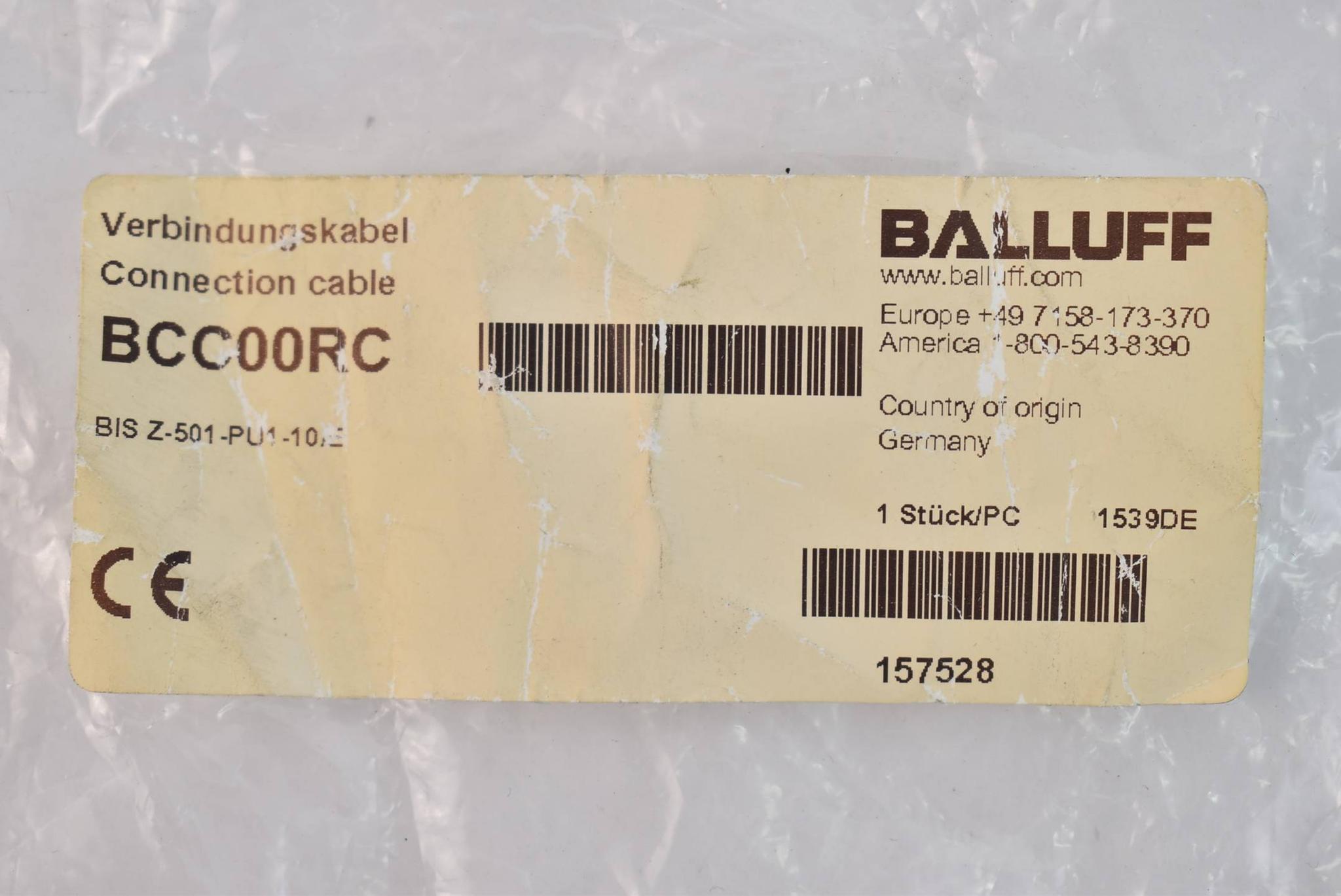 Produktfoto 1 von Balluff Verbindungskabel BCC00RC ( 157528 ) BIS Z-501-PU1-10/E