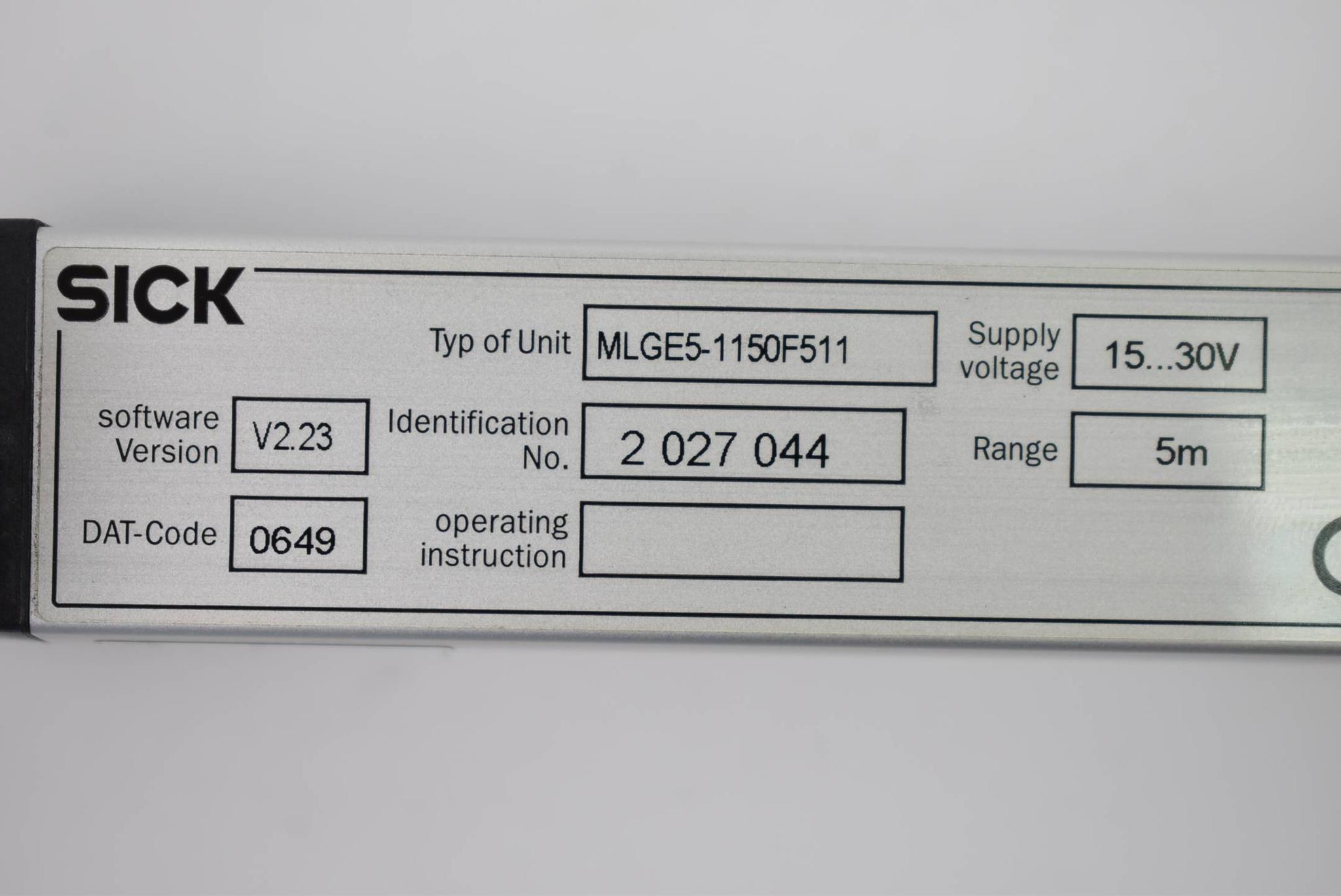 Produktfoto 1 von Sick Lichtgitter Empfänger MLGE5-1150F511 ( 2027044 ) 15-30V