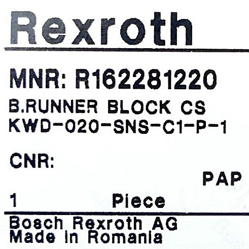 Produktfoto 2 von REXROTH Kugelführungswagen KWD-020-SNS-C1-P-1