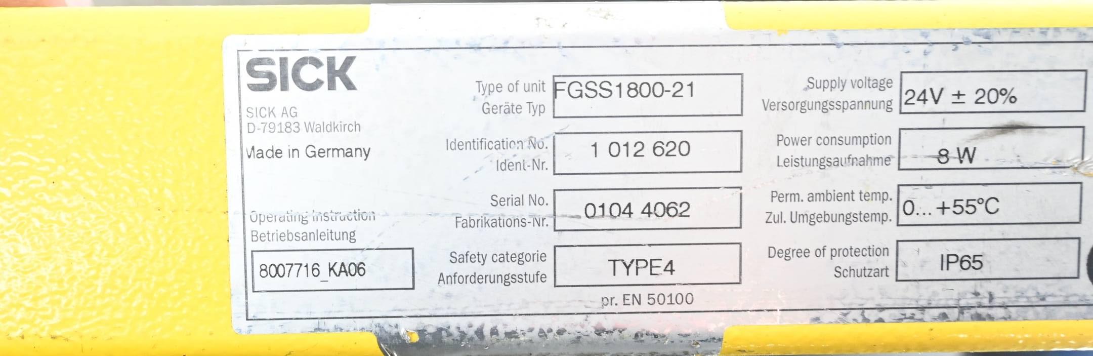 Produktfoto 3 von Sick Sender Lichtschranke FGSS1800-21 ( 1012620 )