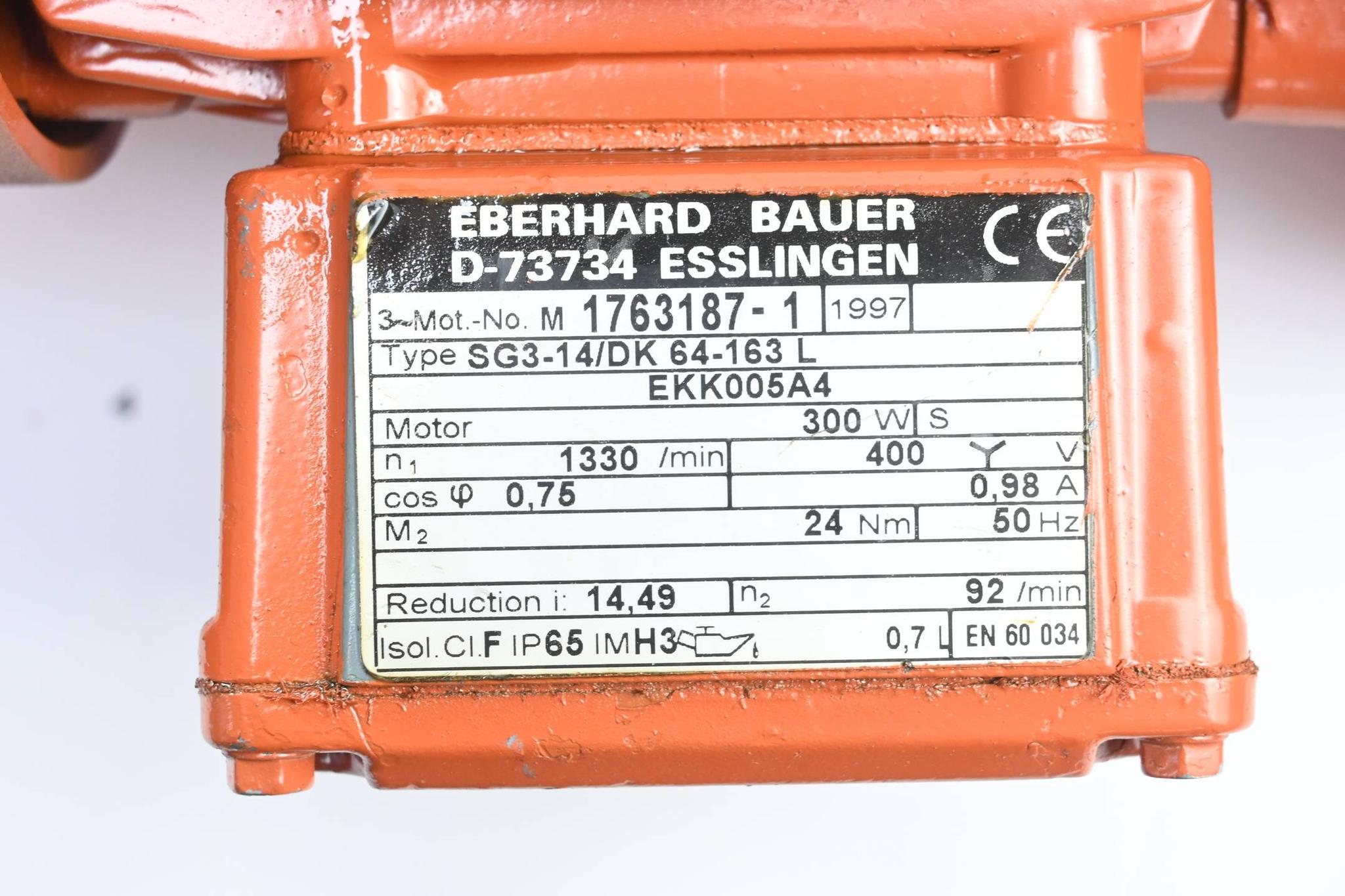 Produktfoto 2 von Bauer Getriebemotor SG3-14/DK64-163L inkl. Bauer Bremse EKK008B5