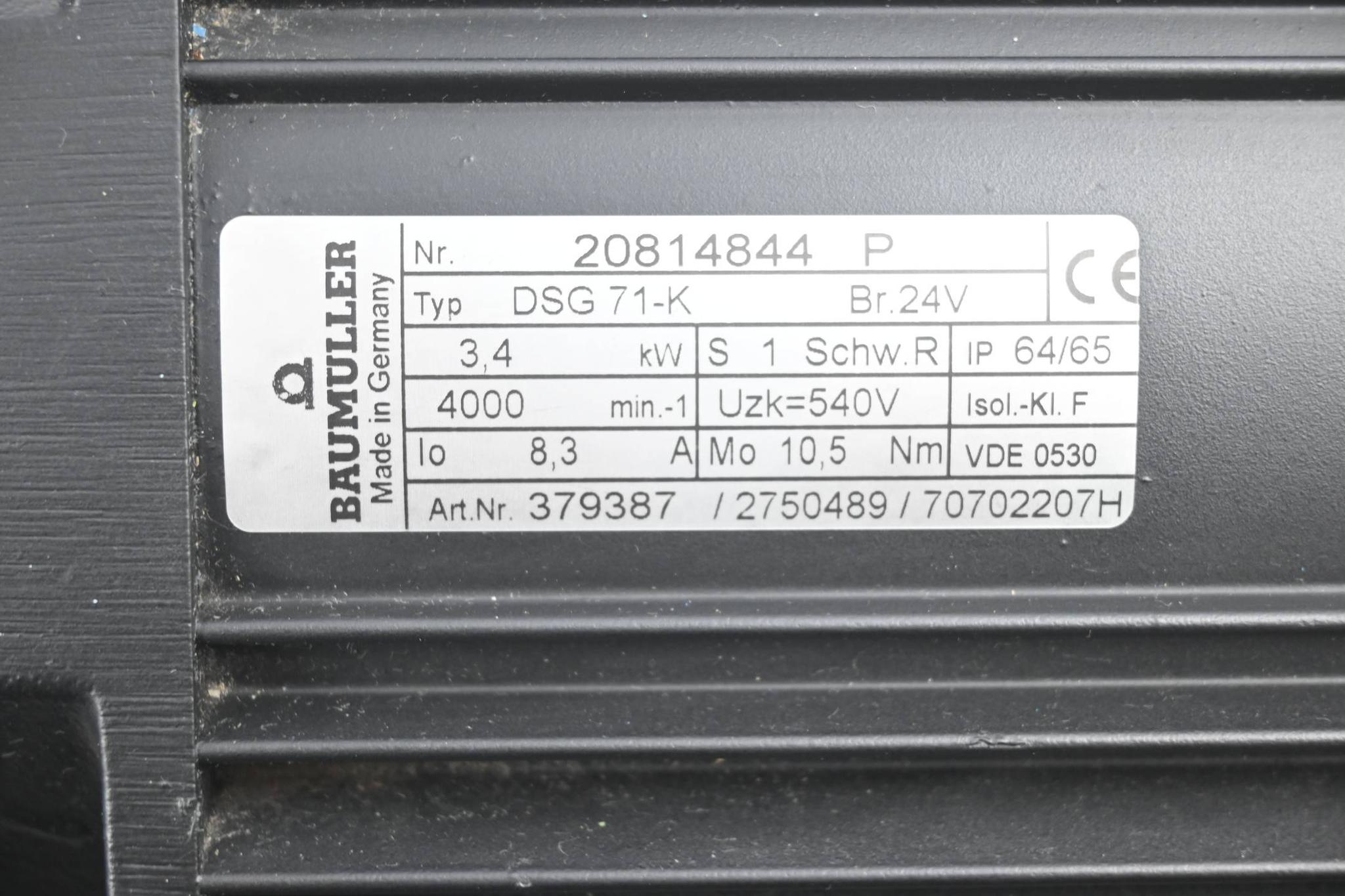 Produktfoto 2 von Baumüller Motor DSG 71-K ( DSG71-K ) inkl. SPN Getriebe UZ36