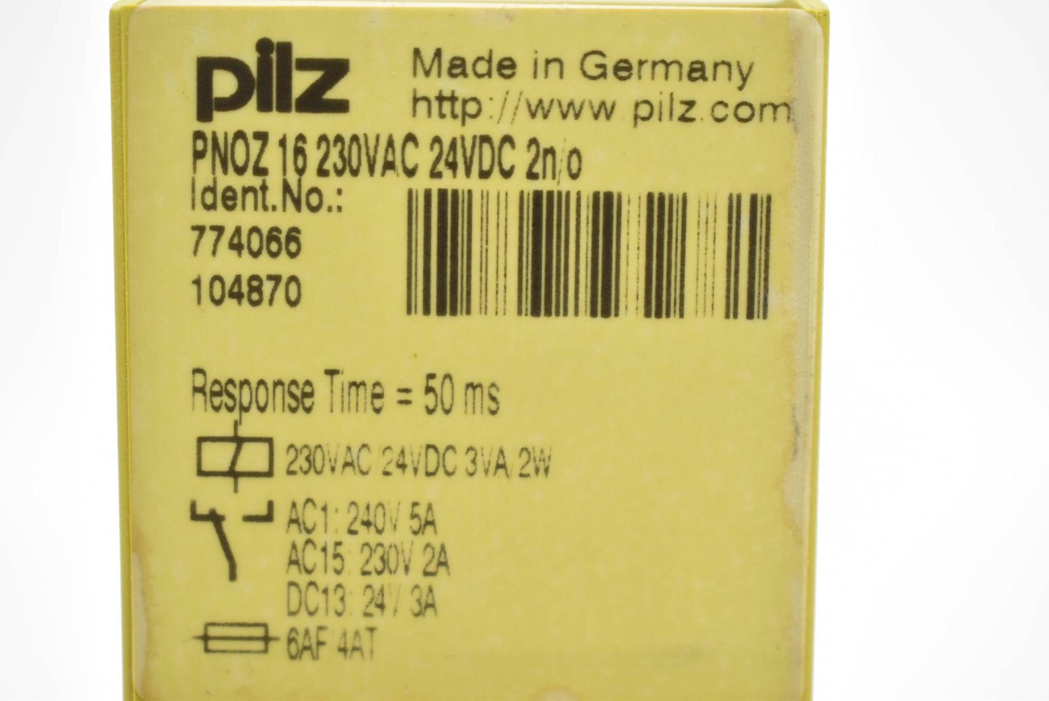 Produktfoto 2 von Pilz PNOZ 16 Sicherheitsschaltgerät ( 774066 )