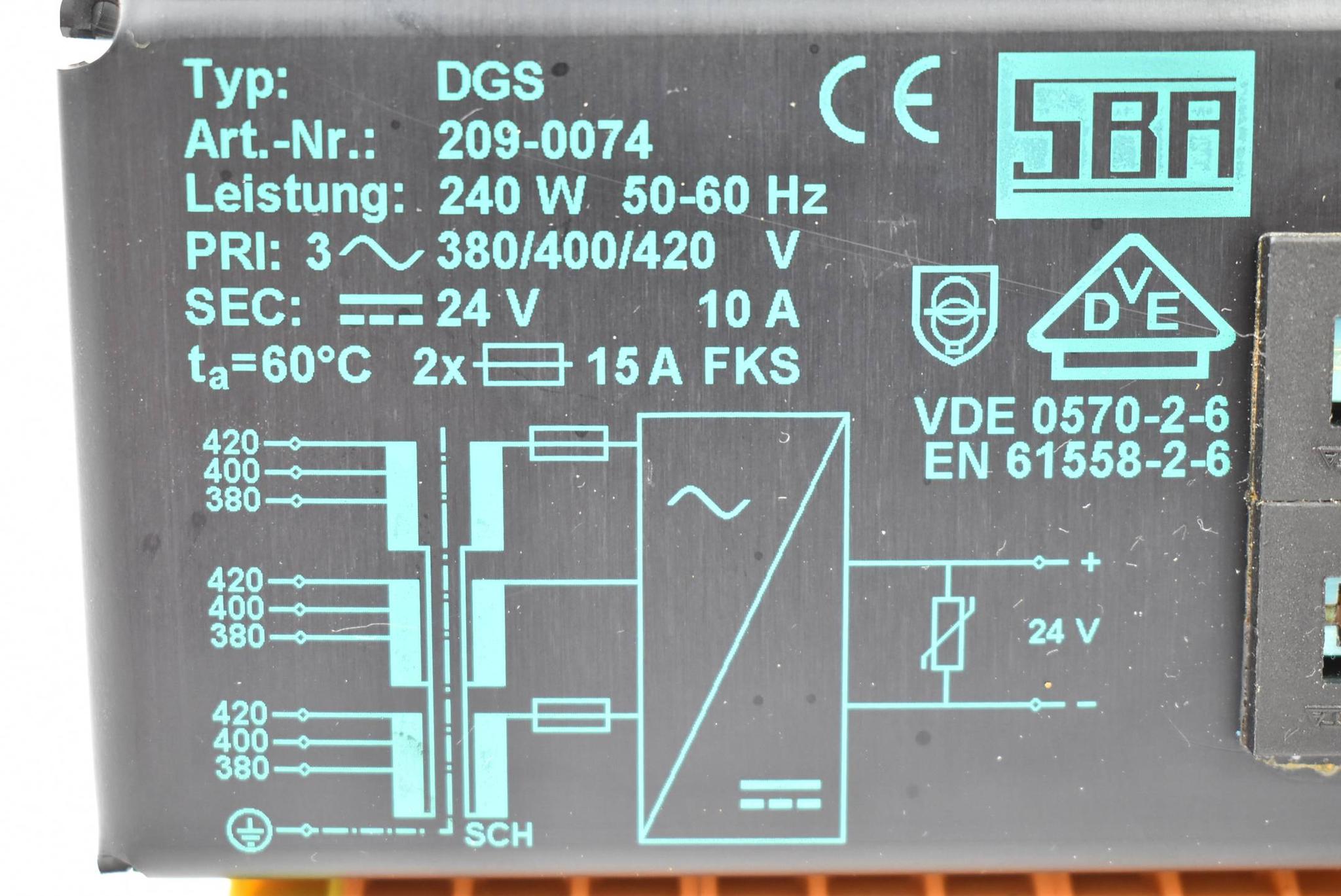 Produktfoto 2 von SBA DGS Transformator 209-074