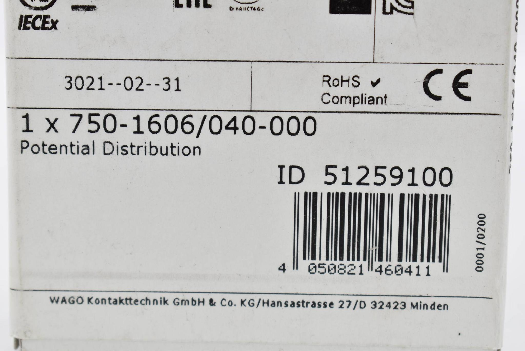 Produktfoto 1 von Wago Potentialvervielfältigung 16-fach 0V extrem 750-1606/040-000