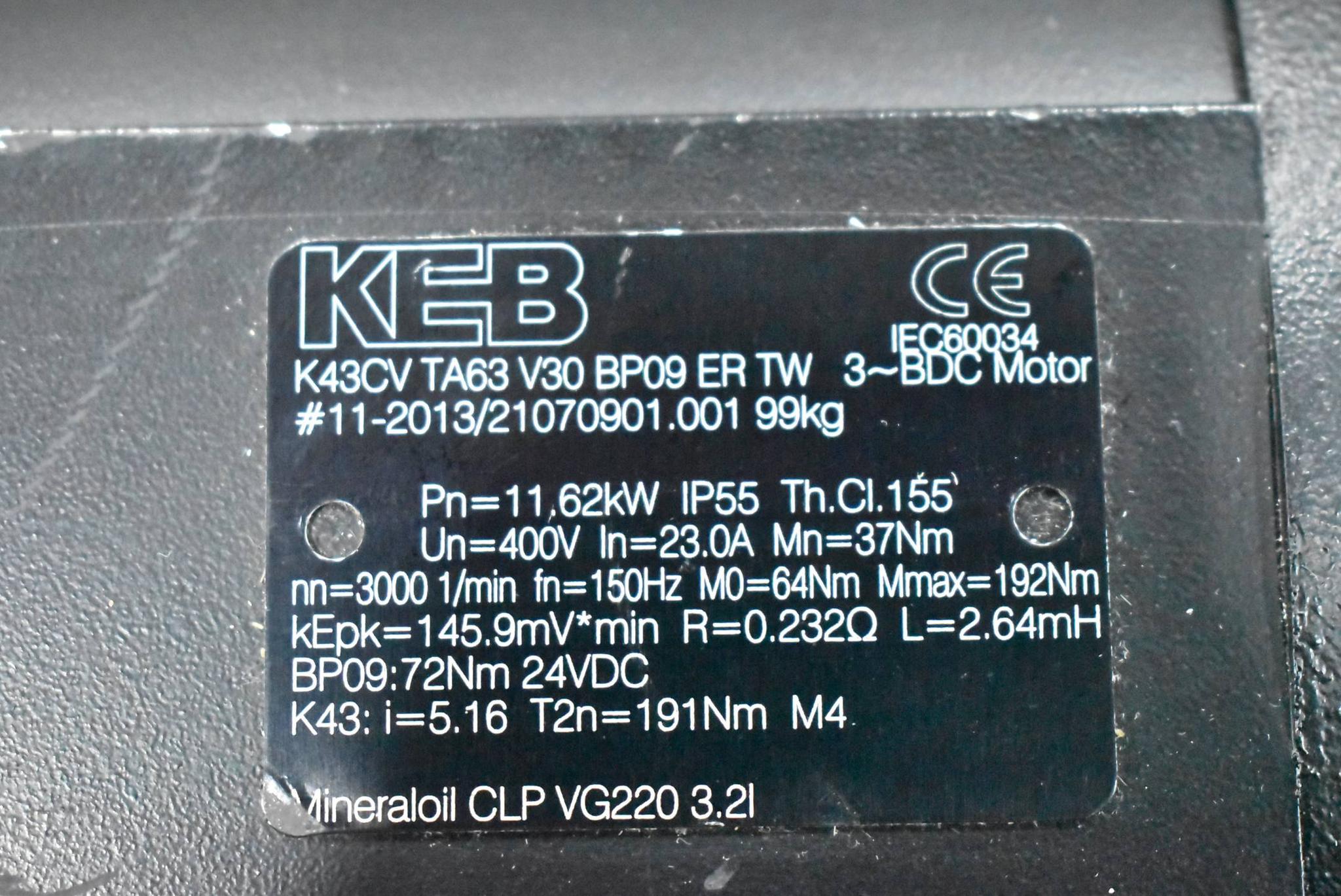 Produktfoto 3 von KEB 3~ BDC Motor K43CV TA63 V30 BP09 ER TW