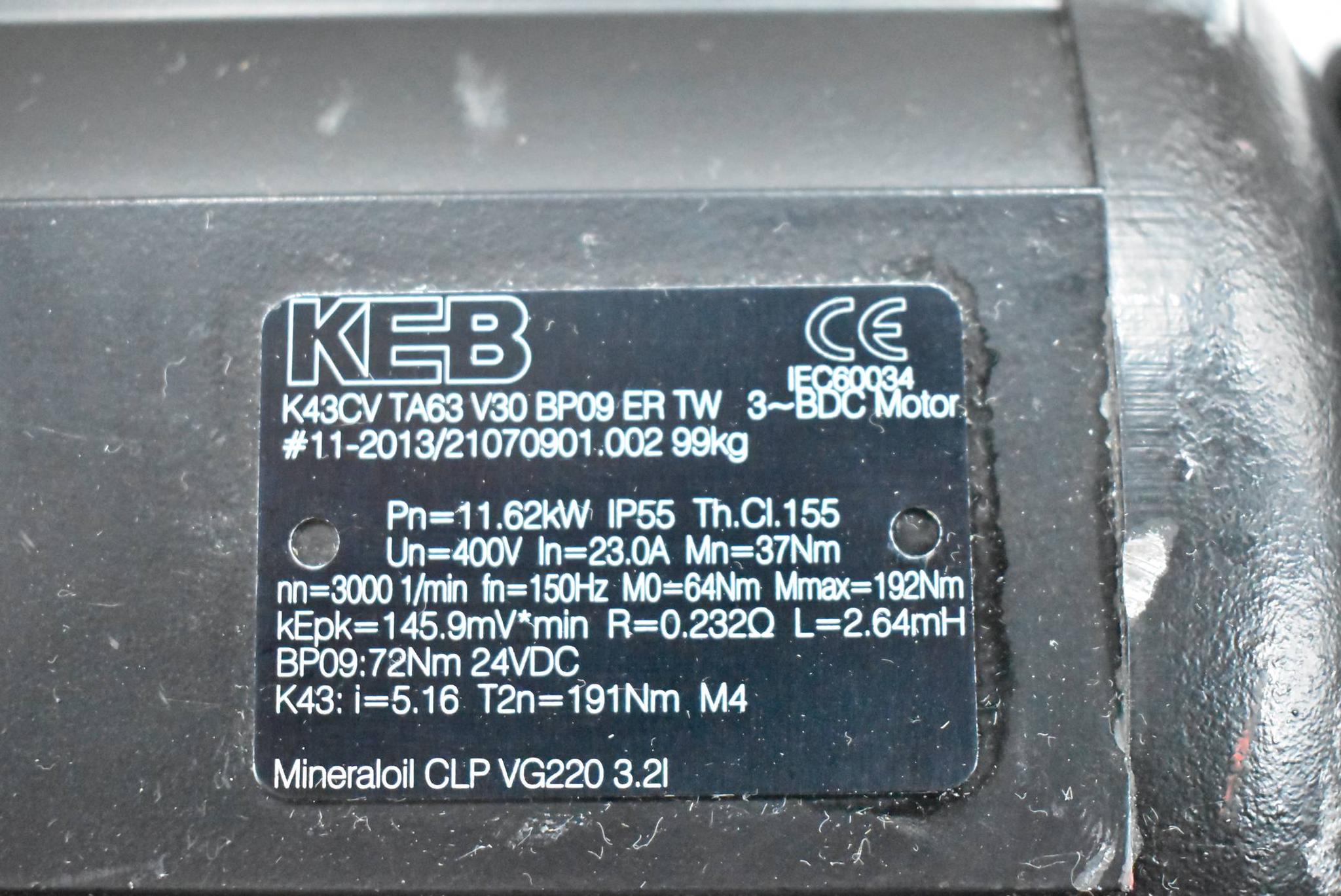 Produktfoto 3 von KEB 3~ BDC Motor K43CV TA63 V30 BP09 ER TW