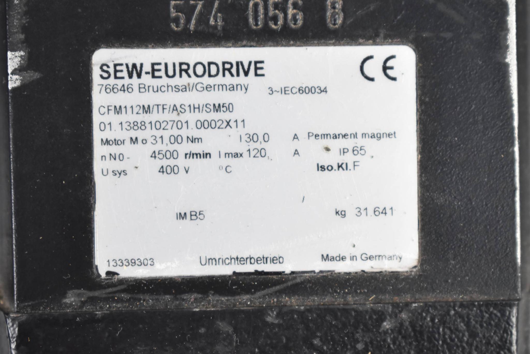 Produktfoto 4 von SEW Servomotor 31,0Nm 30,0A 4500rpm 400V CFM112M/TF/AS1H/SM50