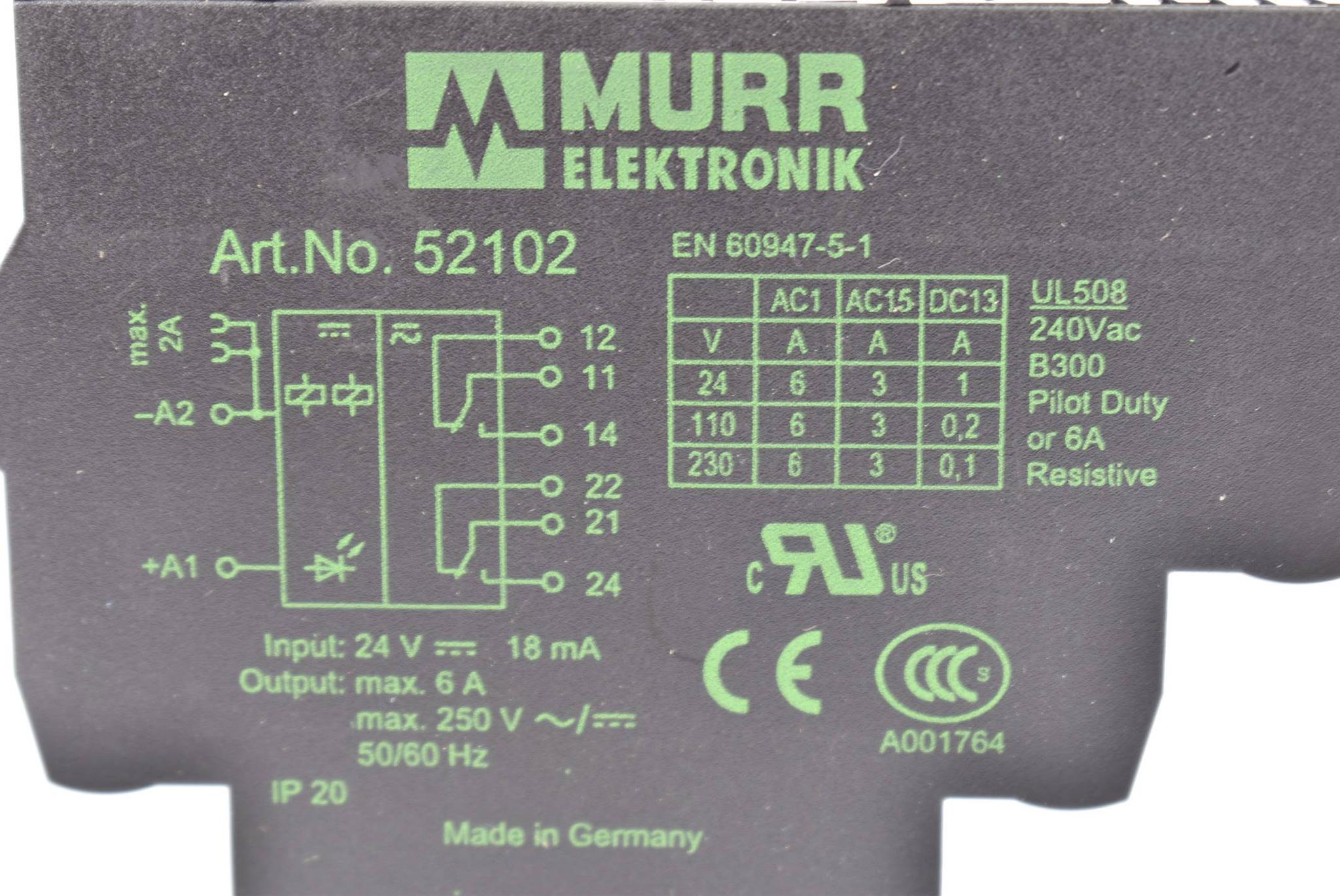 Produktfoto 2 von Murr elektronik Ausgangsrelais 24V 18mA 50/60Hz 52102