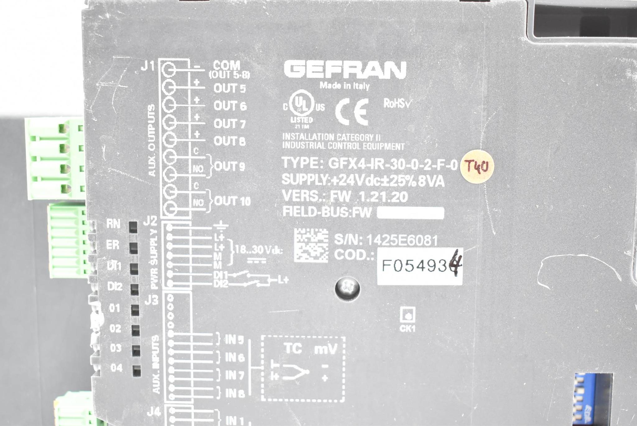 Produktfoto 2 von Gefran GFX4-IR Leistungsregler 24VDC 8VA 80kW GFX4-IR-30-0-2-F-0-T40