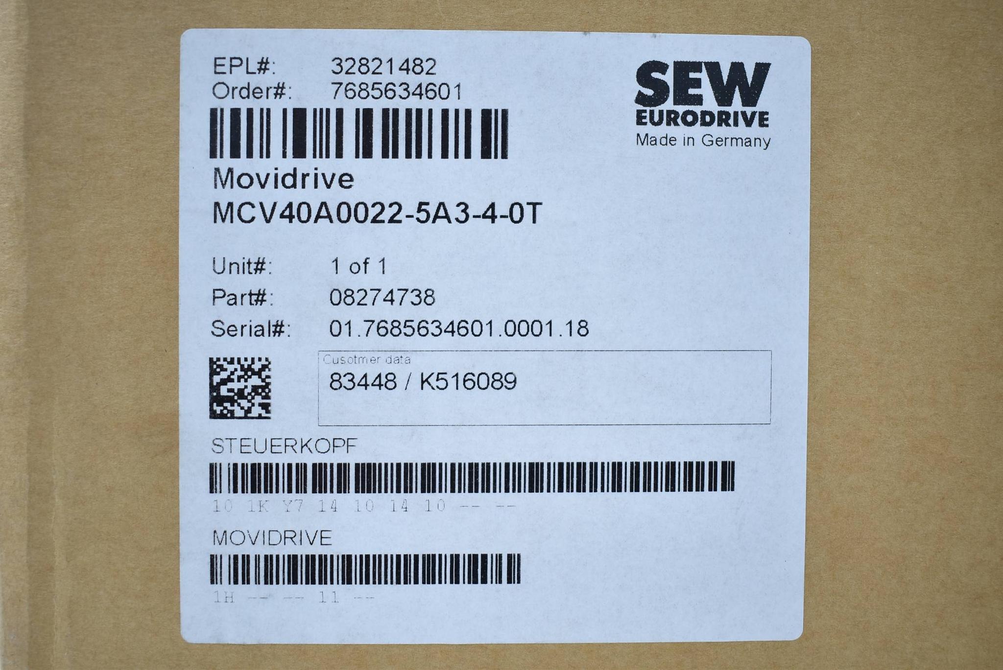 Produktfoto 2 von SEW eurodrive Frequenzumrichter MCV40A0022-5A3-4-0T inkl. MDX60A0022-5A3-00