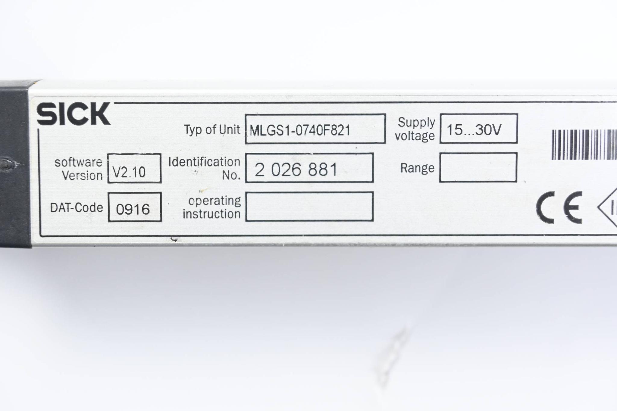 Produktfoto 2 von Sick Lichtschranke Sender MLGS1-0740F821 ( 2026881 )