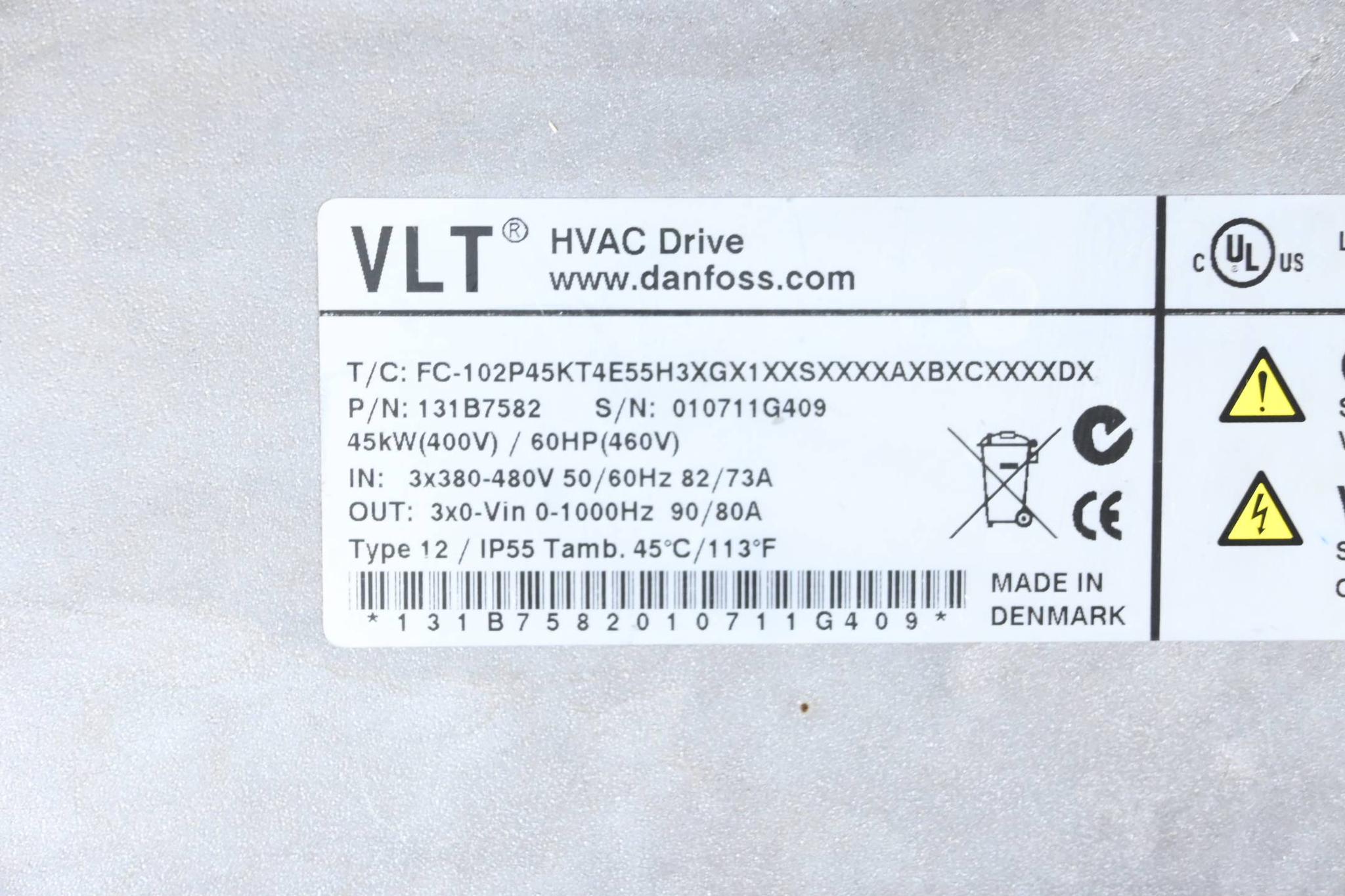 Produktfoto 2 von Danfoss HVAC Drive FC-102P45KT4E55H3XGX1XXSXXXXAXBXCXXXXXDX ( 131B7582 )