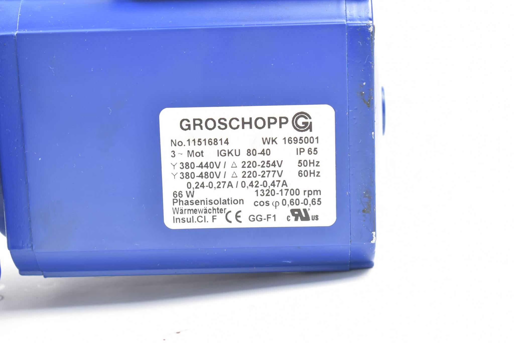 Produktfoto 2 von Groschopp Getriebemotor 66W 380-440V 1320-1700rpm WK1695001 ( WK 1695001 )