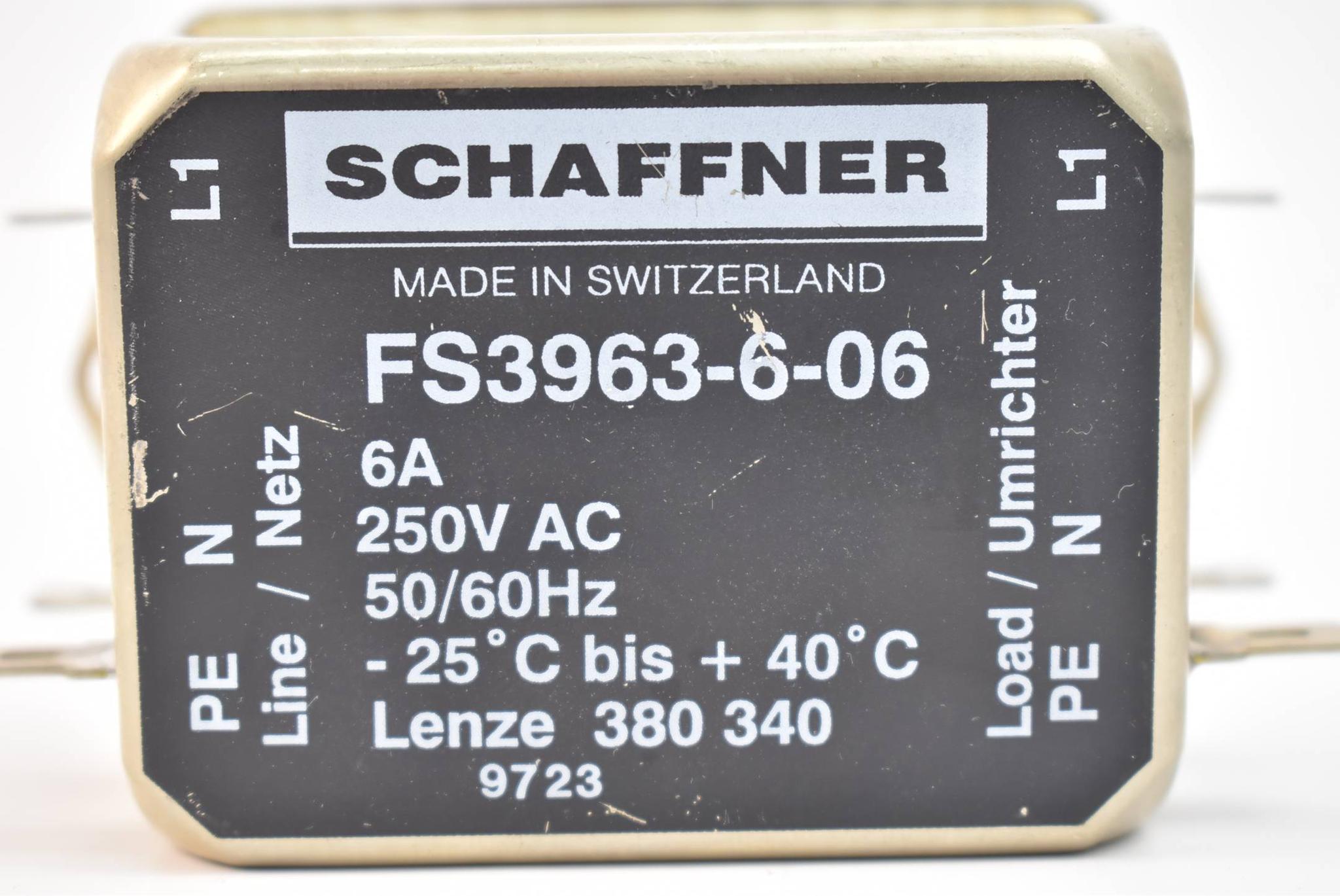 Produktfoto 2 von Schaffner Netzfilter FS3963-6-06 ( 250VAC 6A 50-60Hz ) 380340