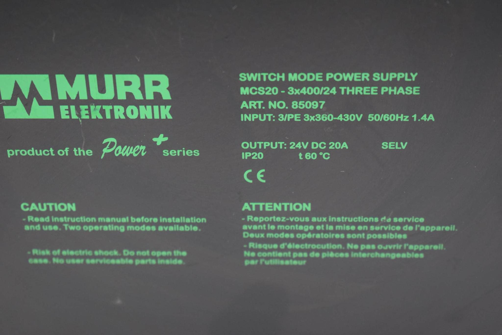 Produktfoto 3 von Murr Elektronik Switch Mode Power Supply 3x400/24 MCS20 ( 85097 )